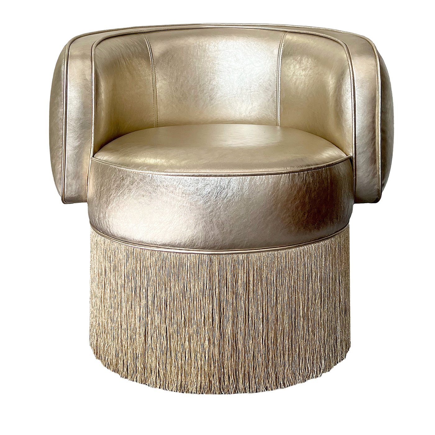 Gleaming Gold Metallic Leather Pirouette Armchair - Main view