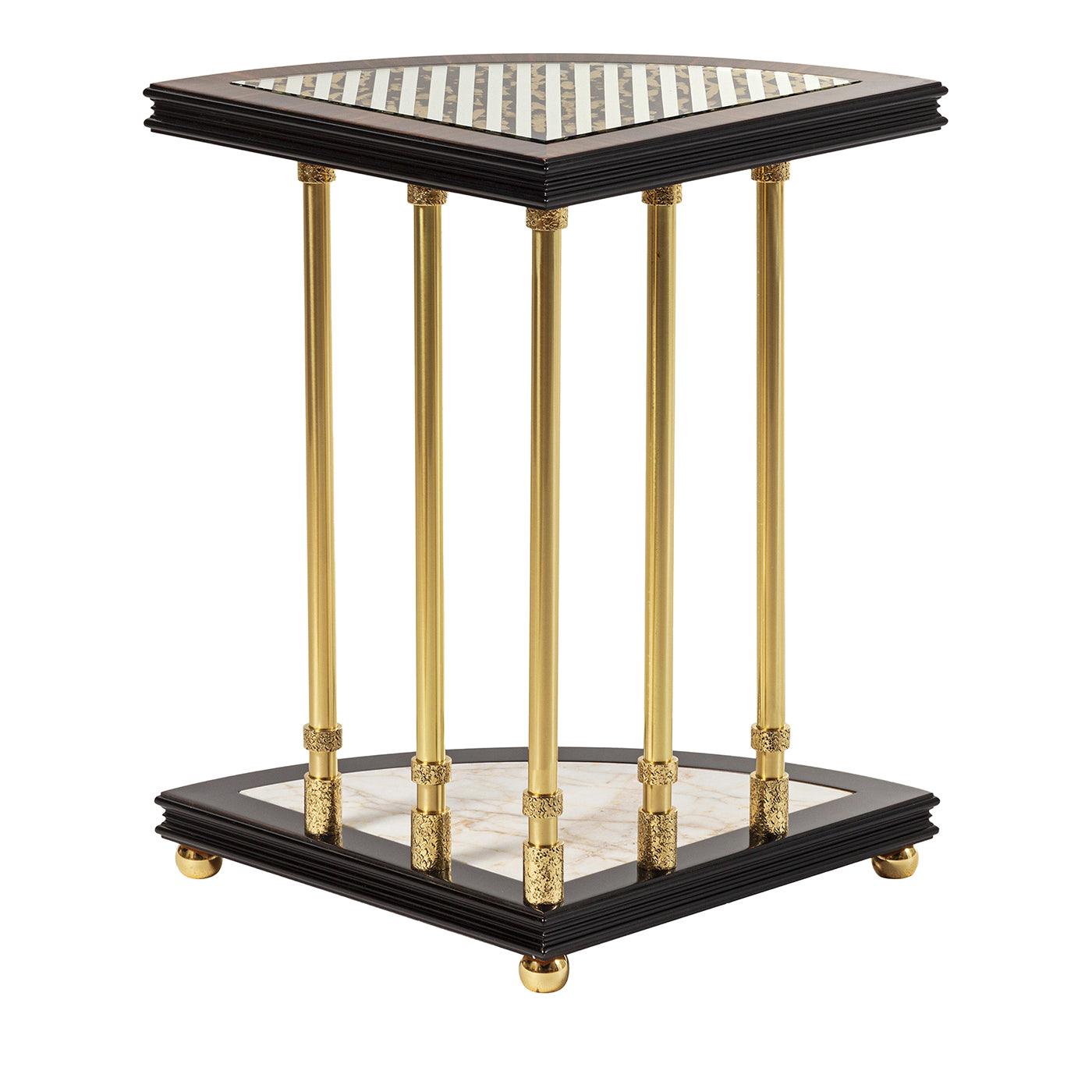 Five Columns Wood and Marble Side Table - Main view