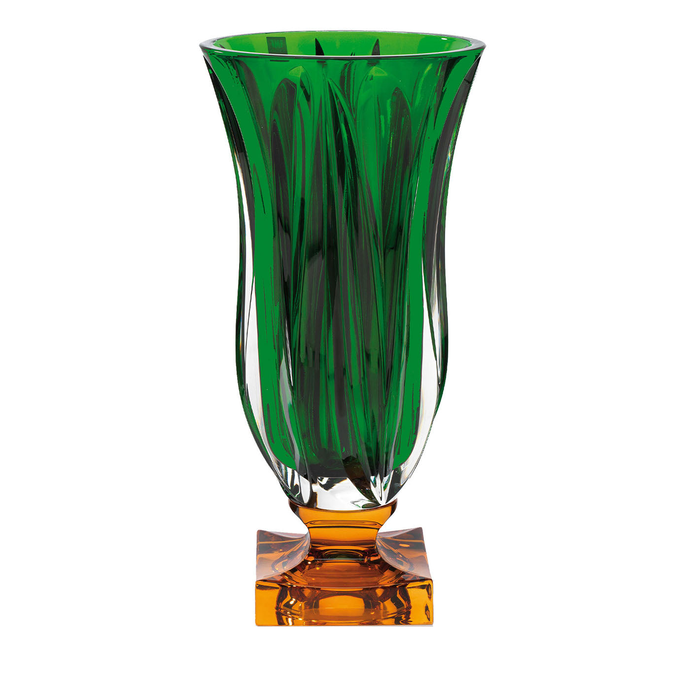 Vase à pied vert et ambre de feu - Vue principale