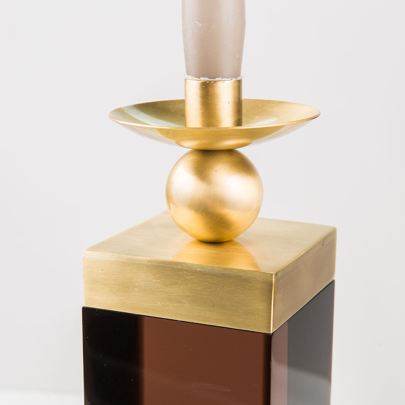 Spirit Fumè Brown Plex And Brass Candle Holder - Alternative view 3