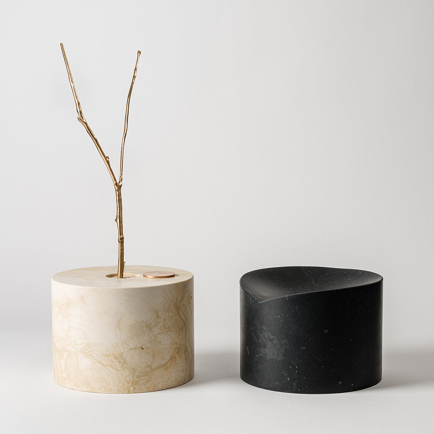 Here and Now Ostuni Travertine and Anthracite Vase - Alternative view 1