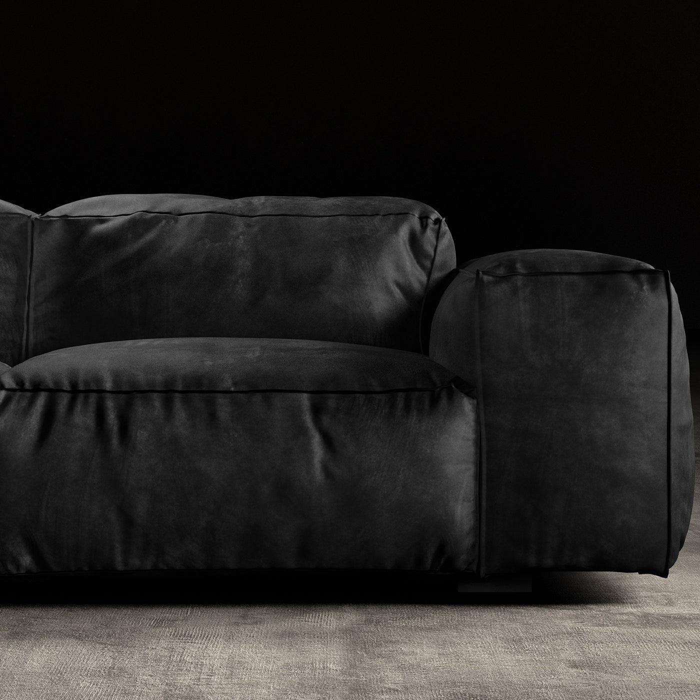 RENCONTRE MOI 3-Modular Sofa Black Leather - Alternative view 1