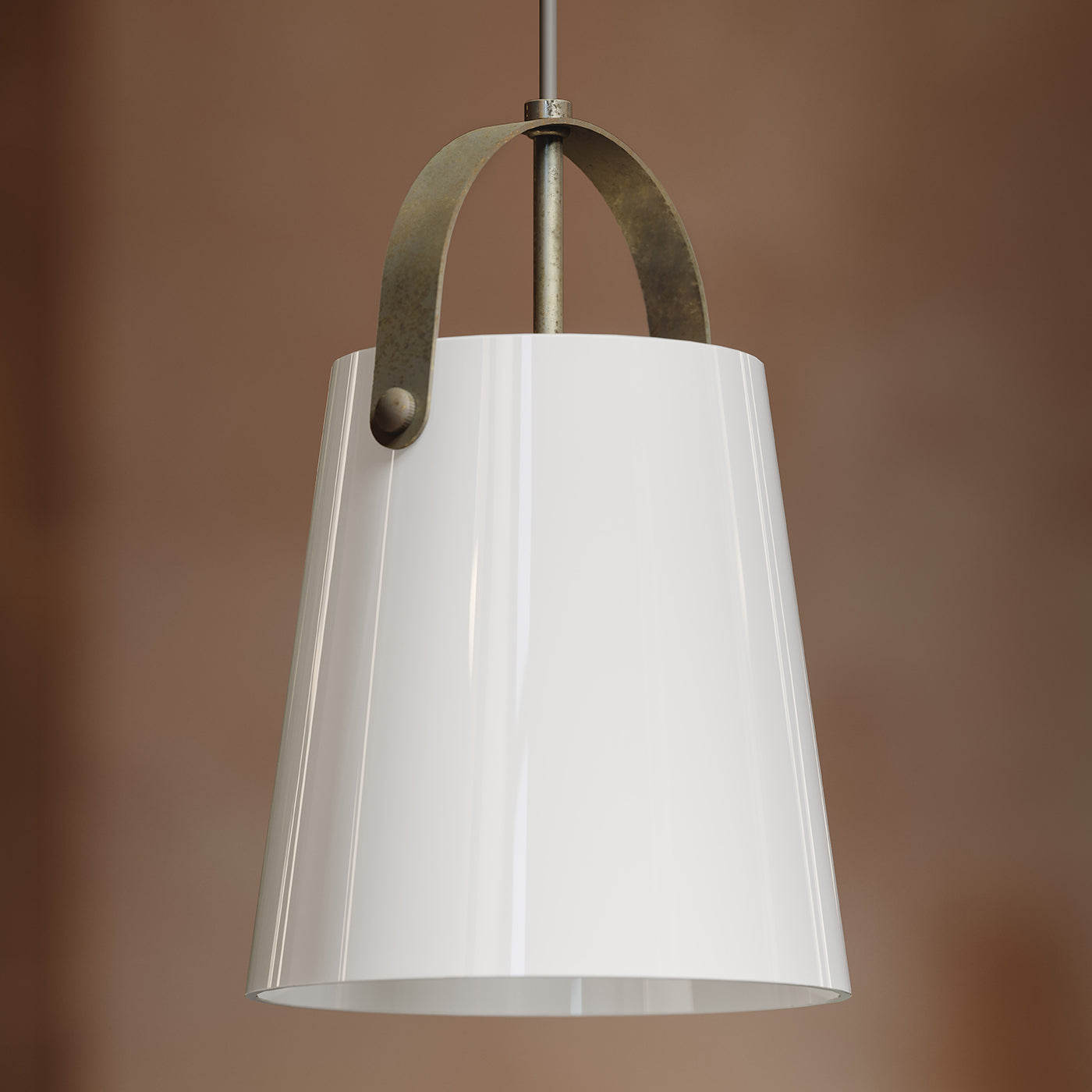 Lámpara colgante Bell de latón y cristal blanco - Vista alternativa 1