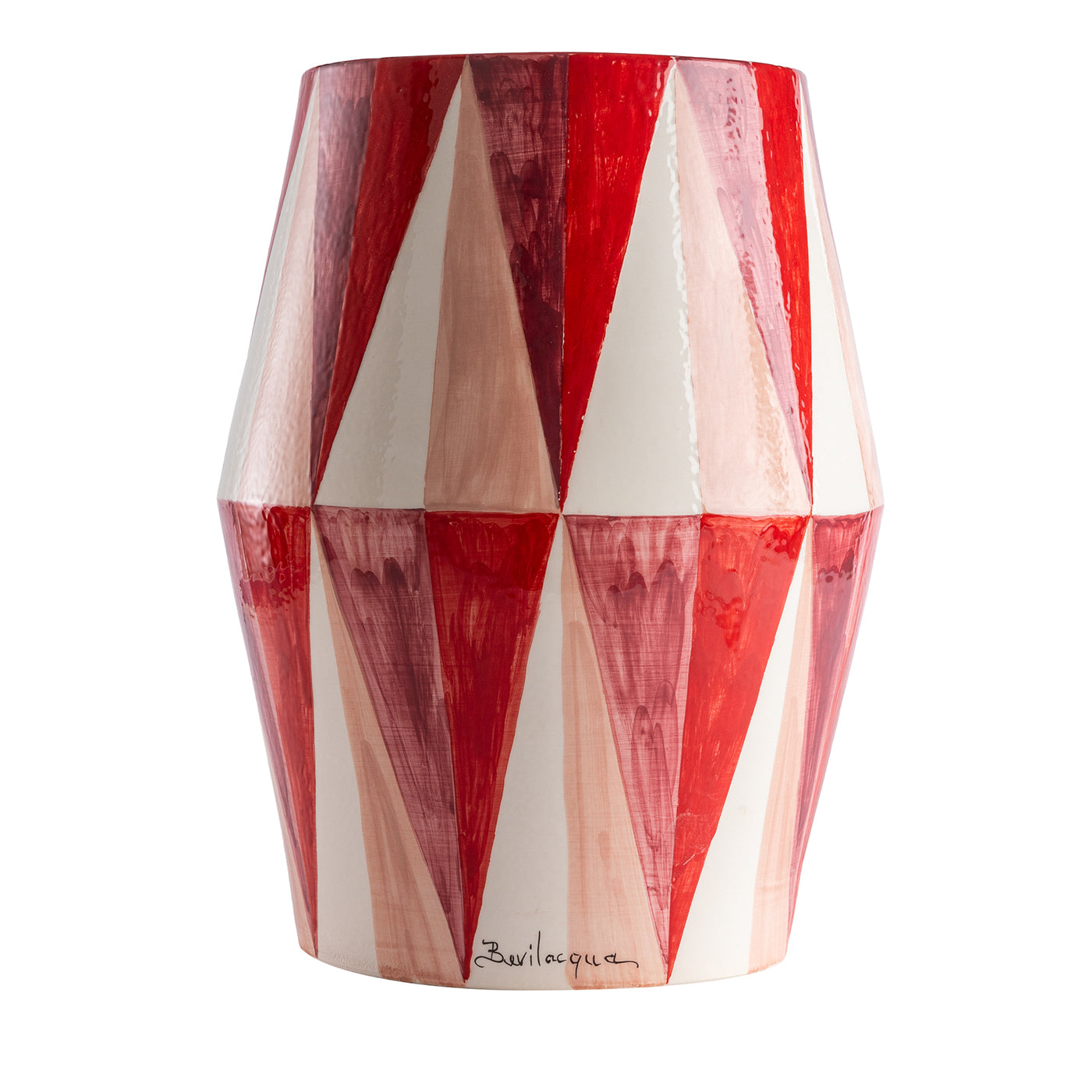 Glänzend rot und weiß Rhombus Muster Dekor keramischen Tisch - Hauptansicht