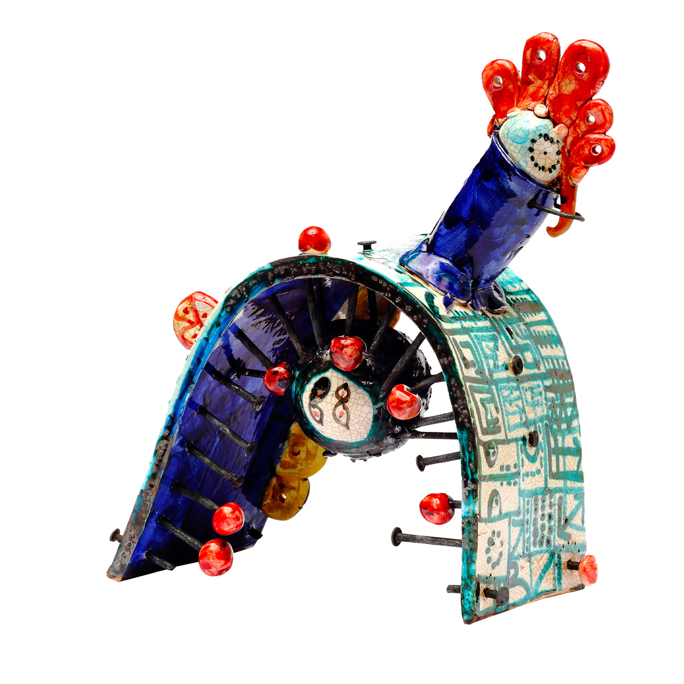 Escultura policromada Uccello Meccanico Terzo - Vista principal