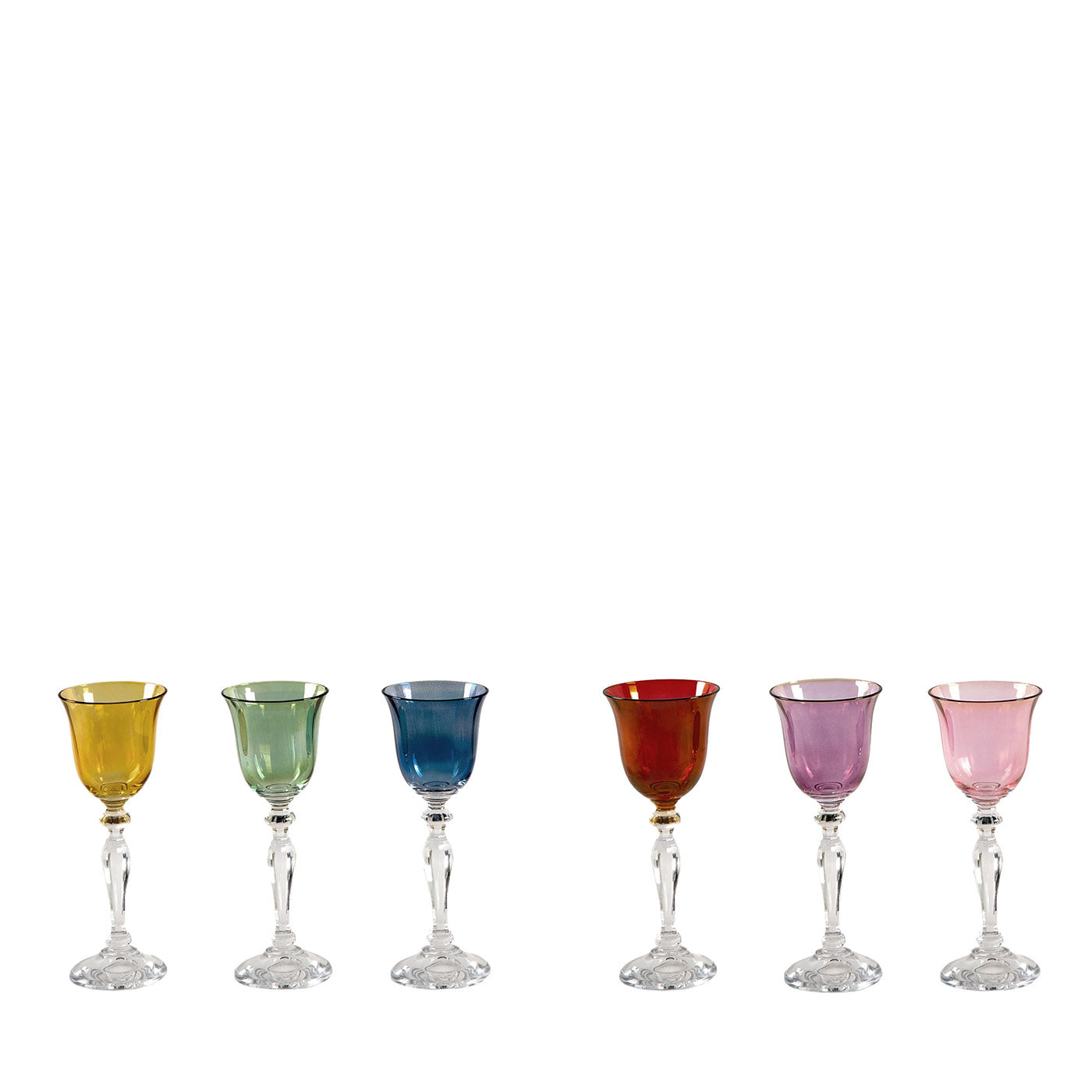 Ensemble polychrome de 6 verres à liqueur en forme de gobelets - Vue alternative 2