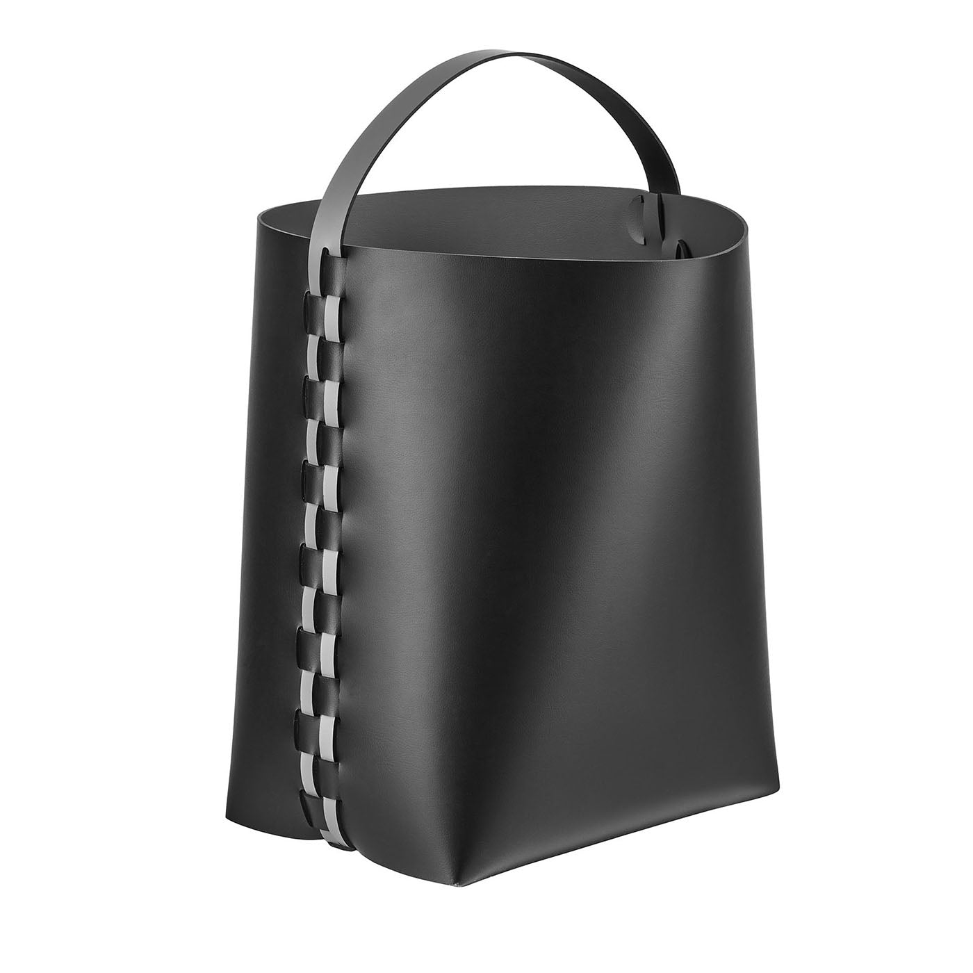 Helena Black and Gray Leather Basket - Main view