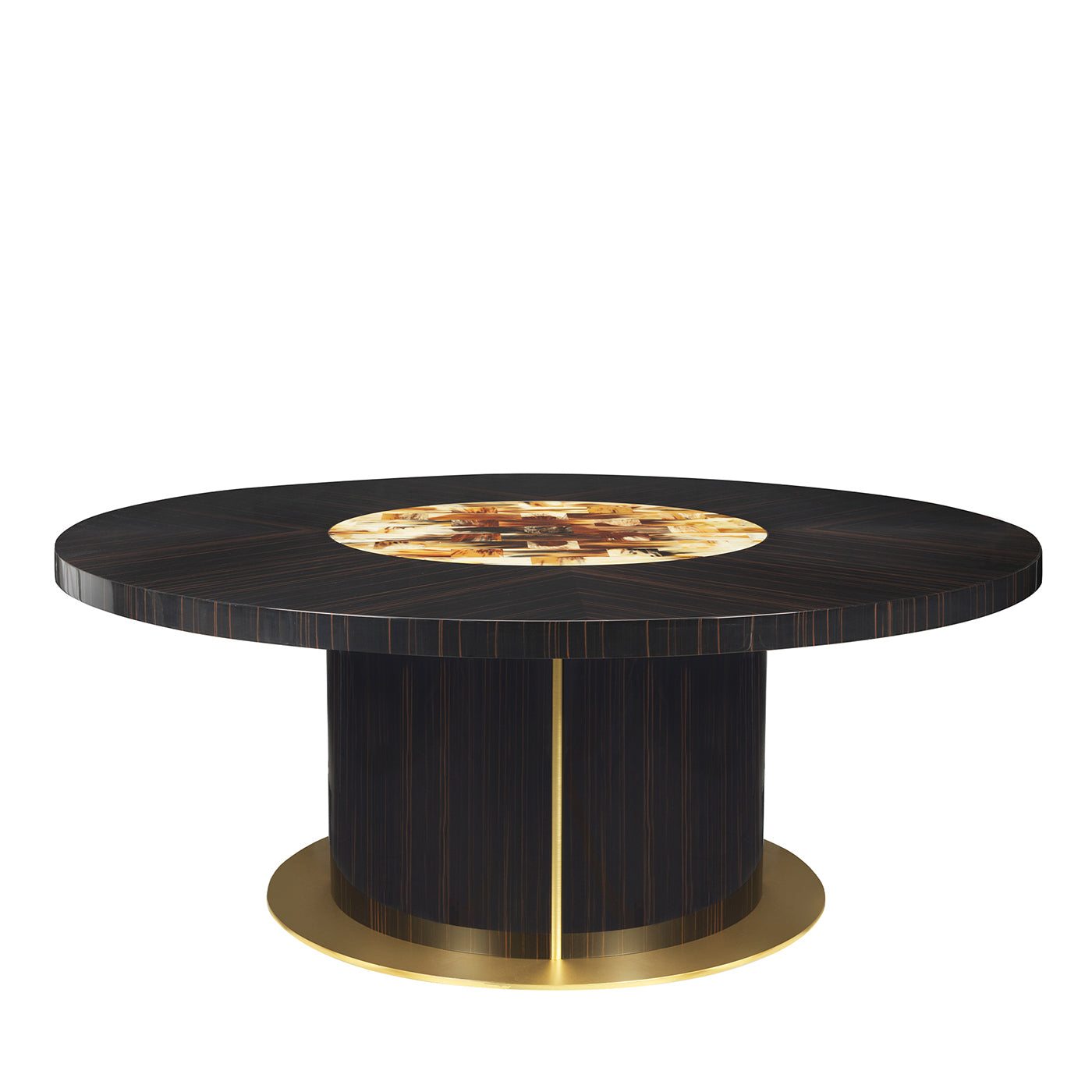 Nettuno Table à manger ovale en ébène avec incrustations de corne - Vue principale