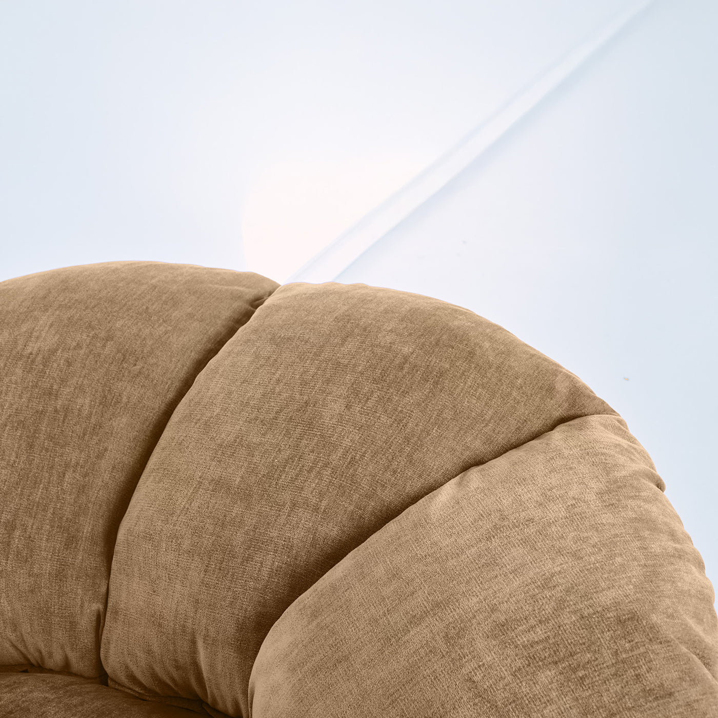 Twelve Round Caramel Beige Velvet Armchair - Alternative view 1