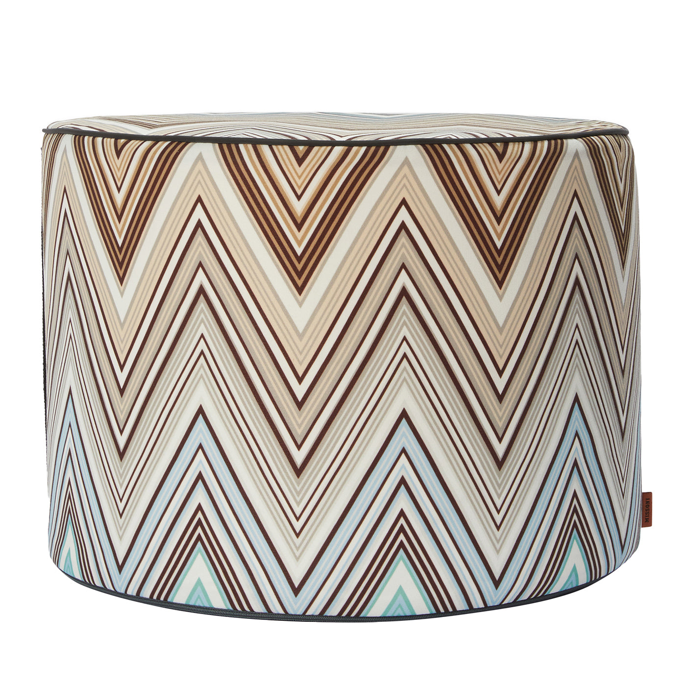 Kew Cylindrical Zigzag Pattern Outdoor Pouf #1 - Main view