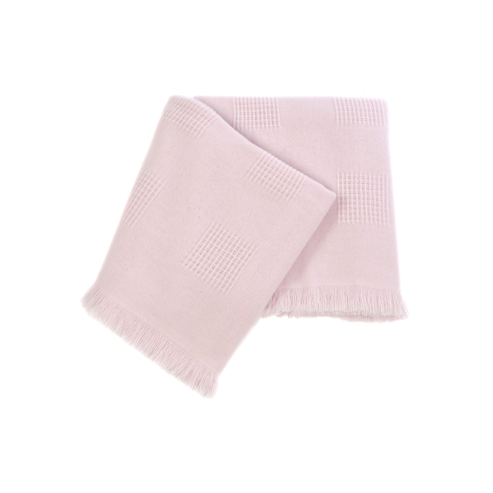 Farnese Soft Pink 100% Cashmere Single Plaid with short fringes - Alternative view 1