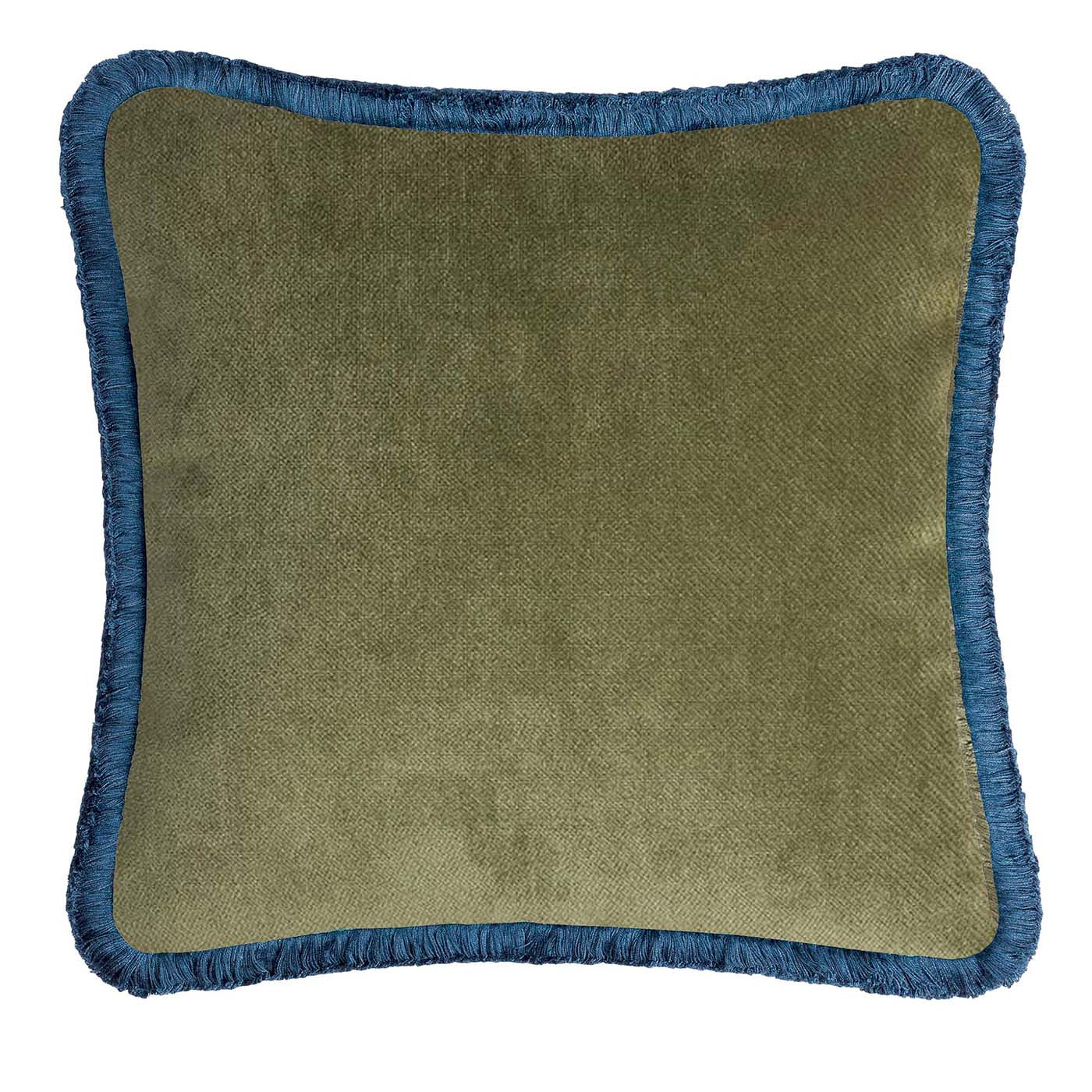 Coussin Happy Soft Velvet Olive Green and Blue  - Vue principale