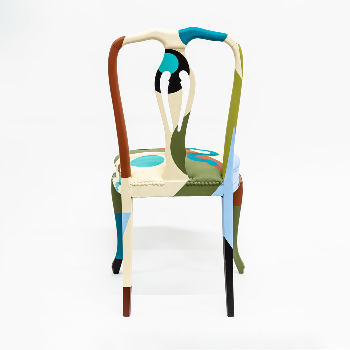 Alchimie Hand-painted Wood and Leather Chair #2 - Alternative view 1