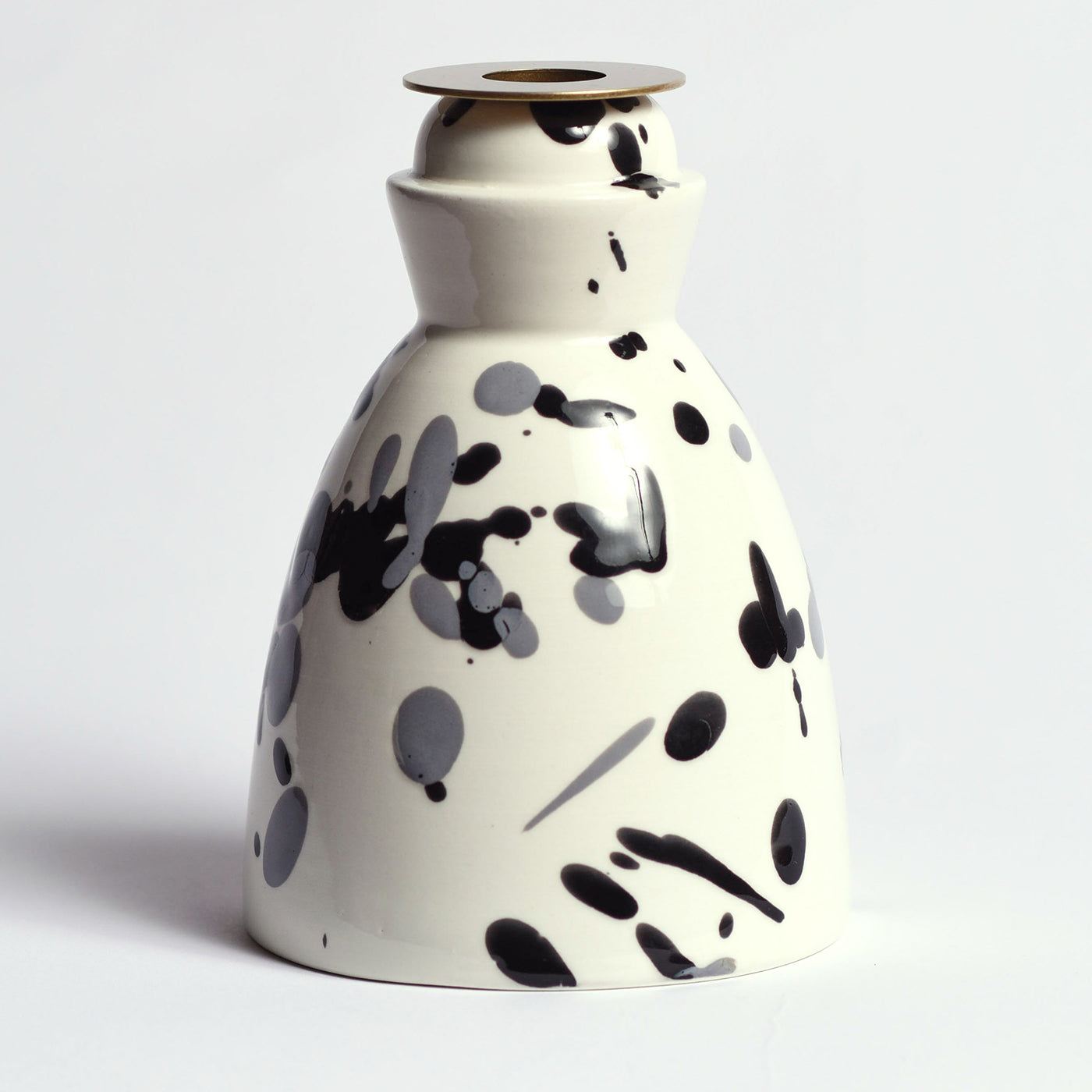Candelabro de cerámica en blanco y negro con 4 velas perfumadas - Vista alternativa 1