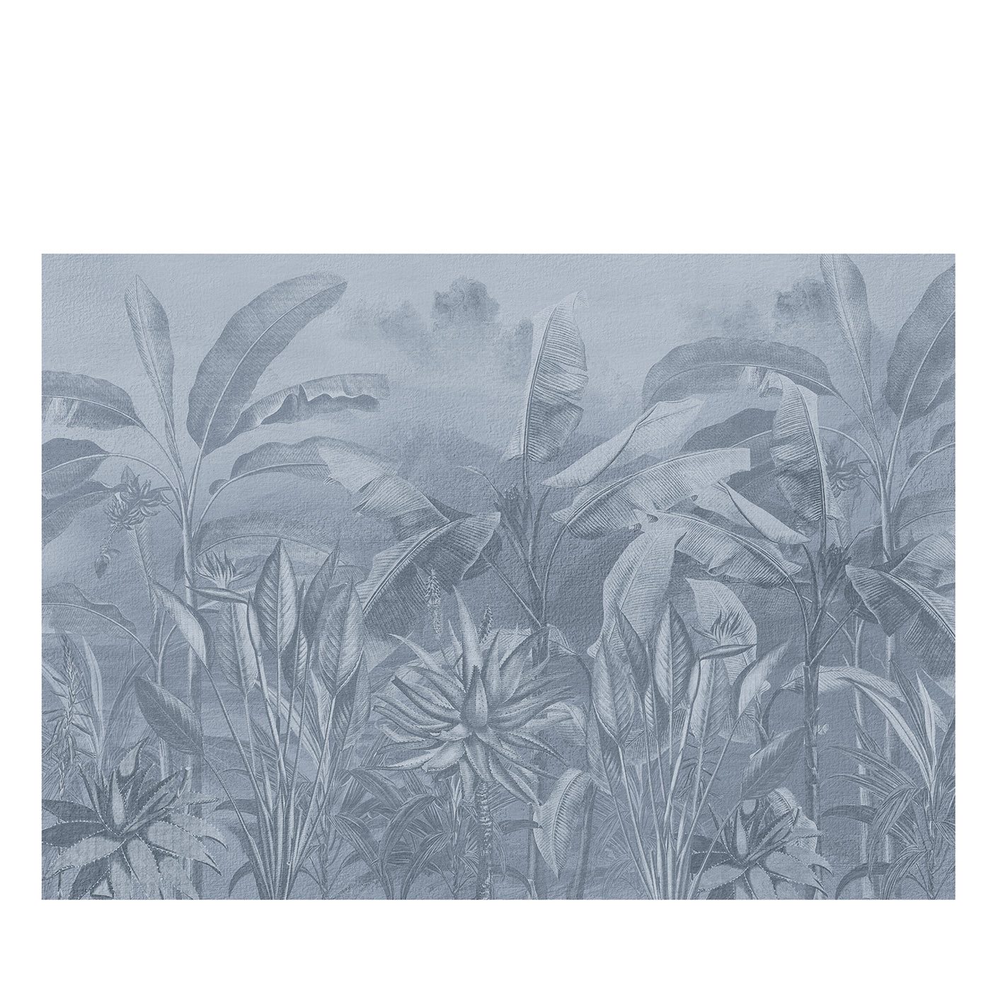 Papier peint texturé aux plantes dans les tons bleus - Vue principale