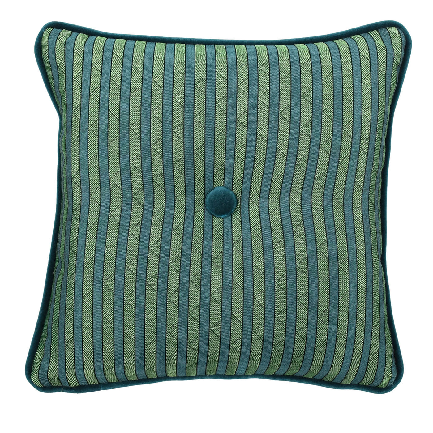 Emerald Carré Cushion in striped jacquard fabric - Main view