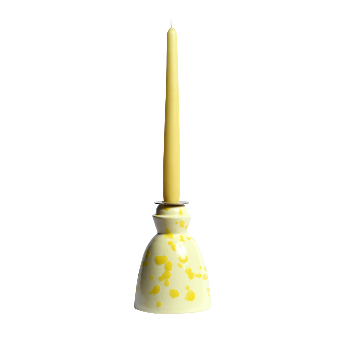 Candelero de cerámica amarillo con 4 velas perfumadas - Vista principal