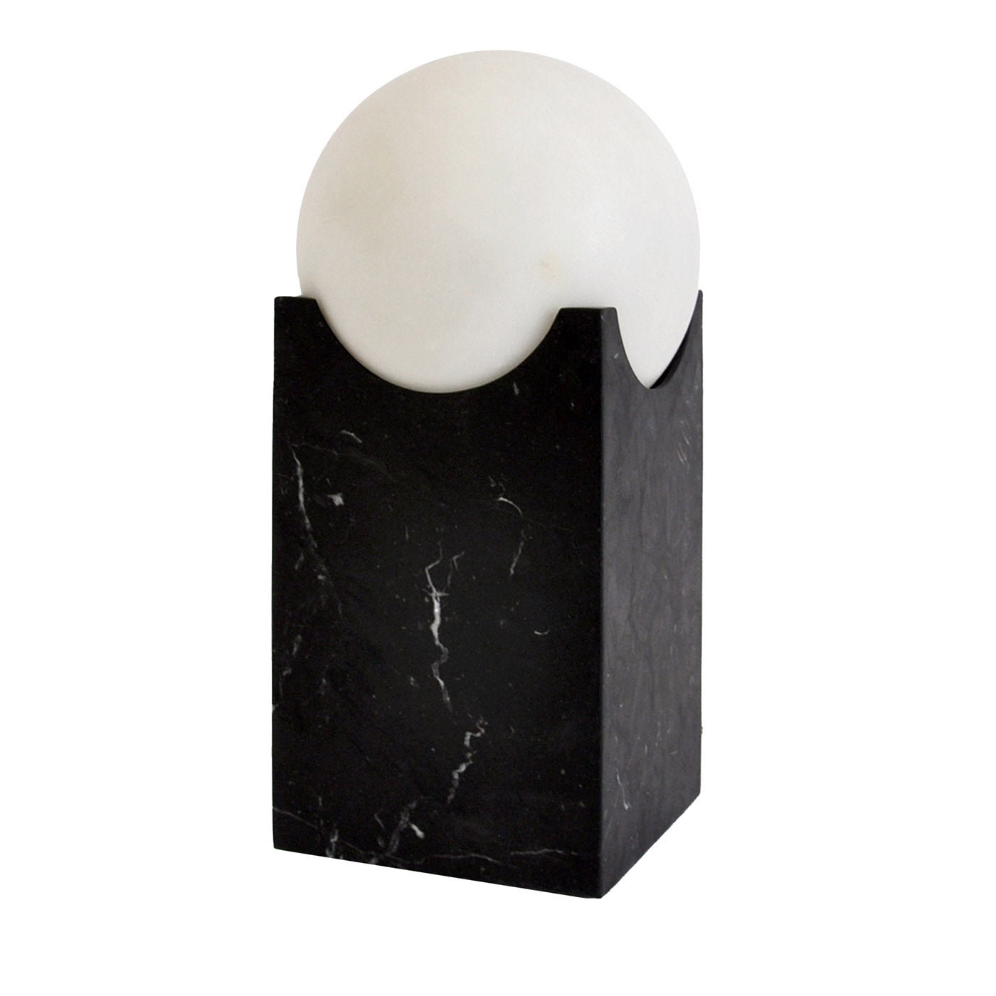 Piccola lampada da tavolo Eclipse in marmo nero di Marquina - Vista principale