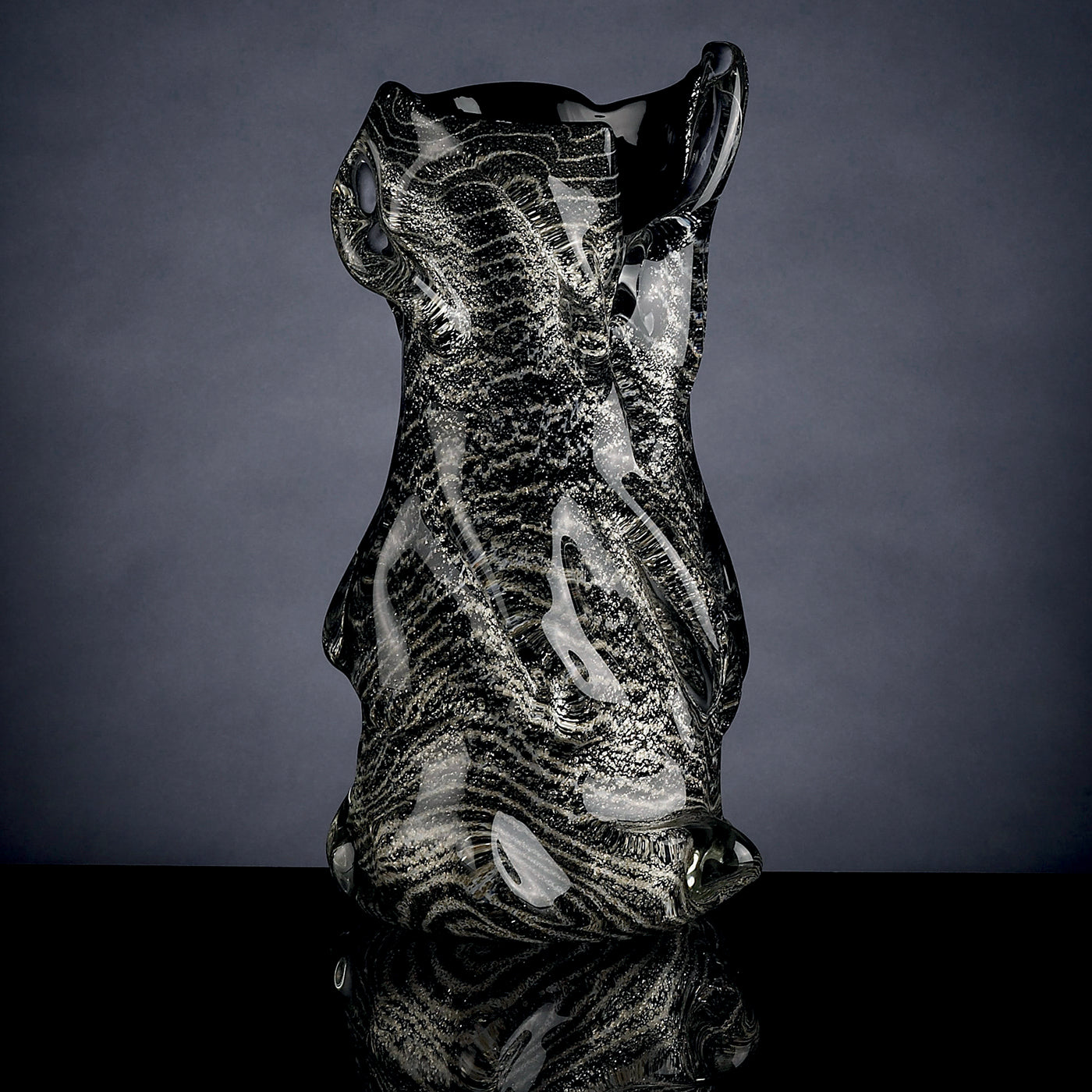 Dynamic Black & Silvery Decorative Vase - Alternative view 1