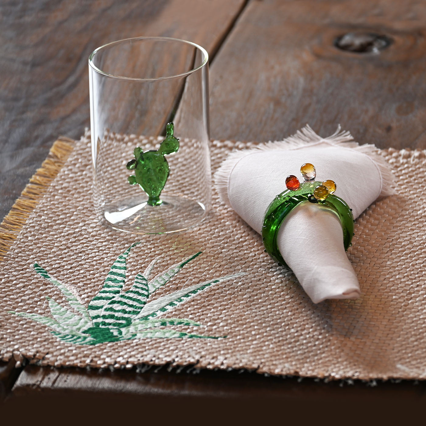 Dinner For Two Cactus Set Of Glasses and Linen  - Alternative view 5