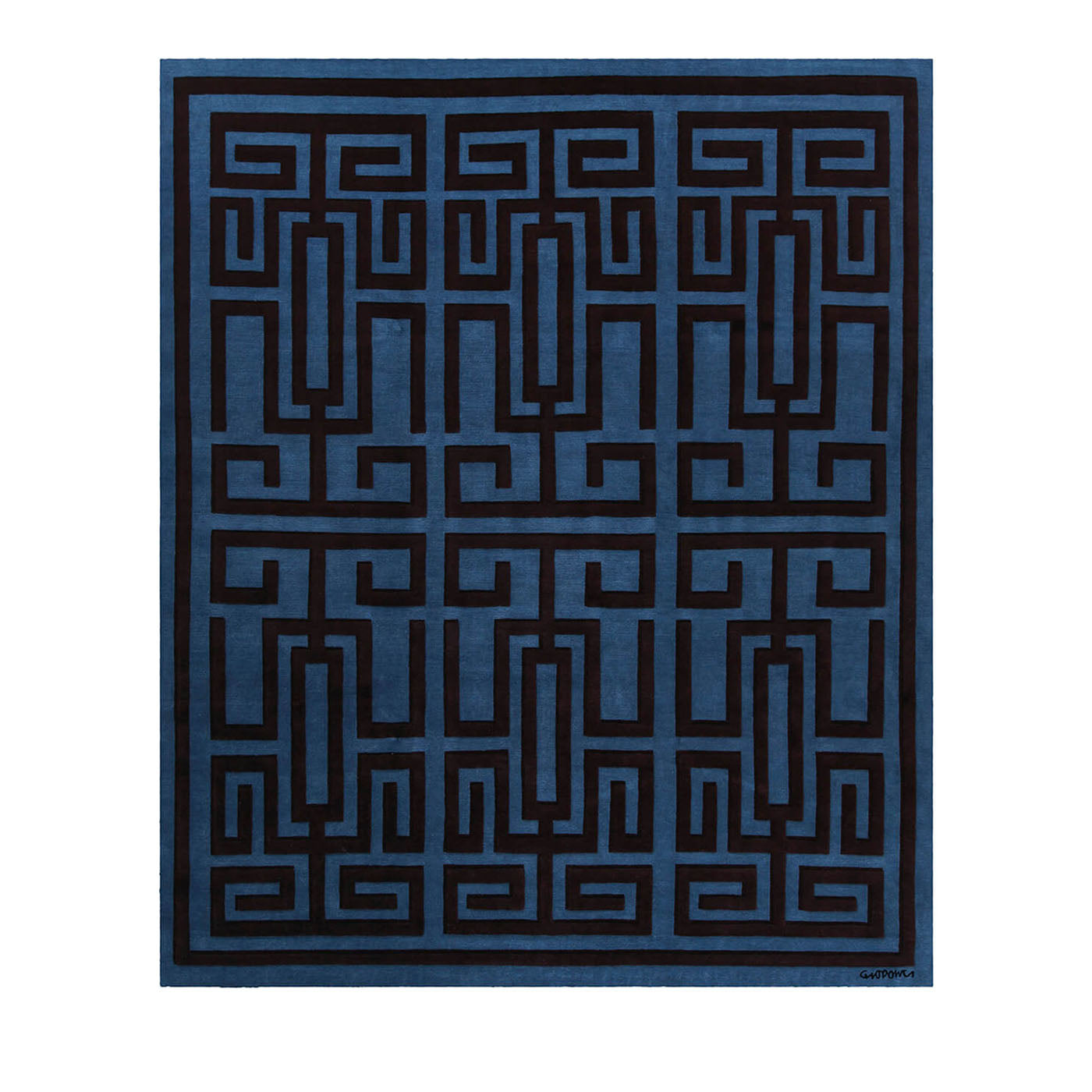 Labirinto Blue & Black Wool Rug by Gio Ponti - Main view