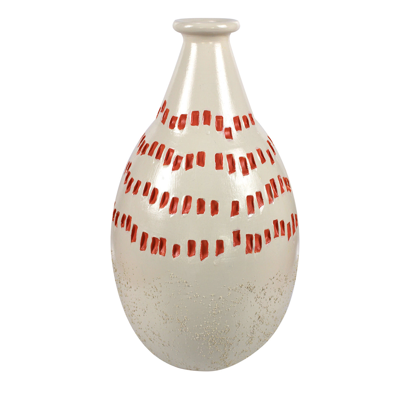 Vaso beige e rosso a forma di goccia 17 di Mascia Meccani - Vista principale
