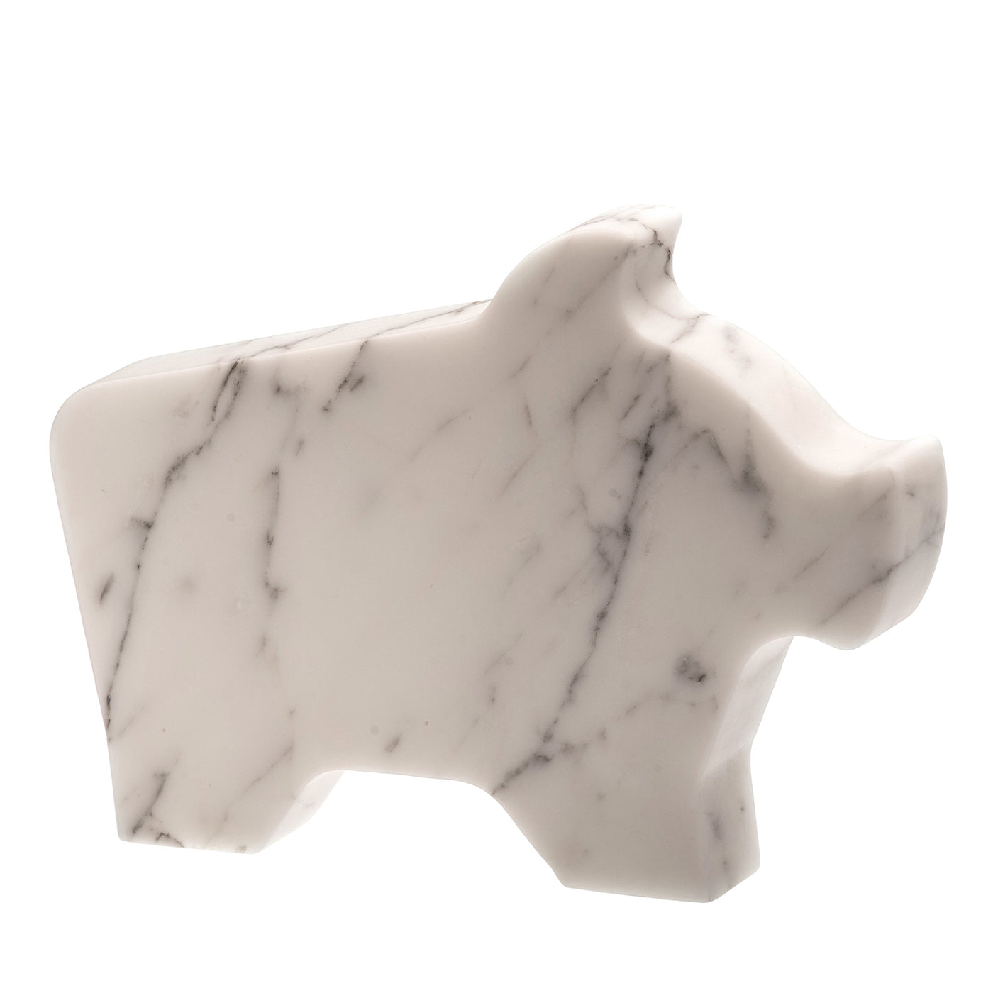 Grande statuette blanche de cochon par Alessandra Grasso - Vue principale