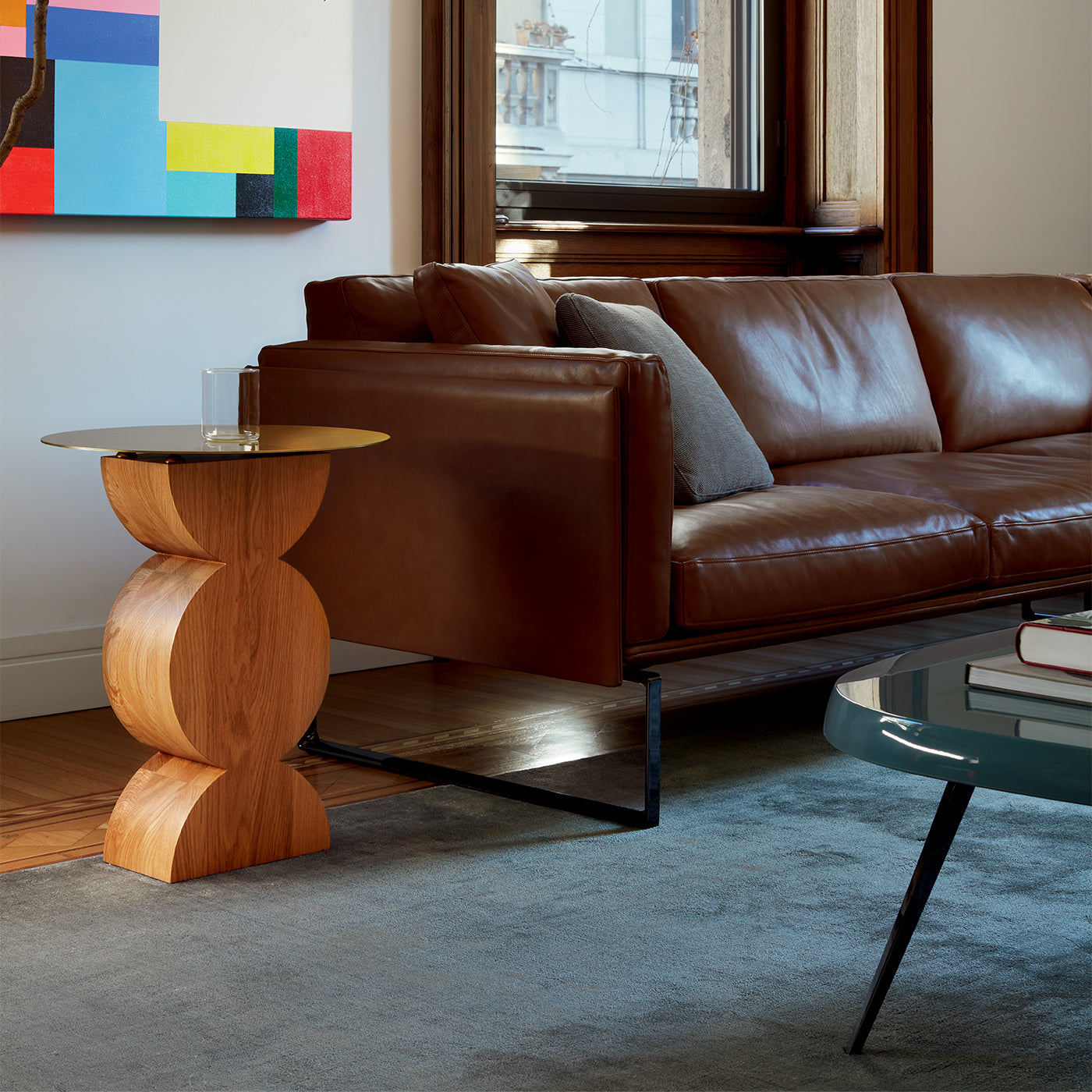 Constantin Waxed Oak & Brass Side Table - Alternative view 3