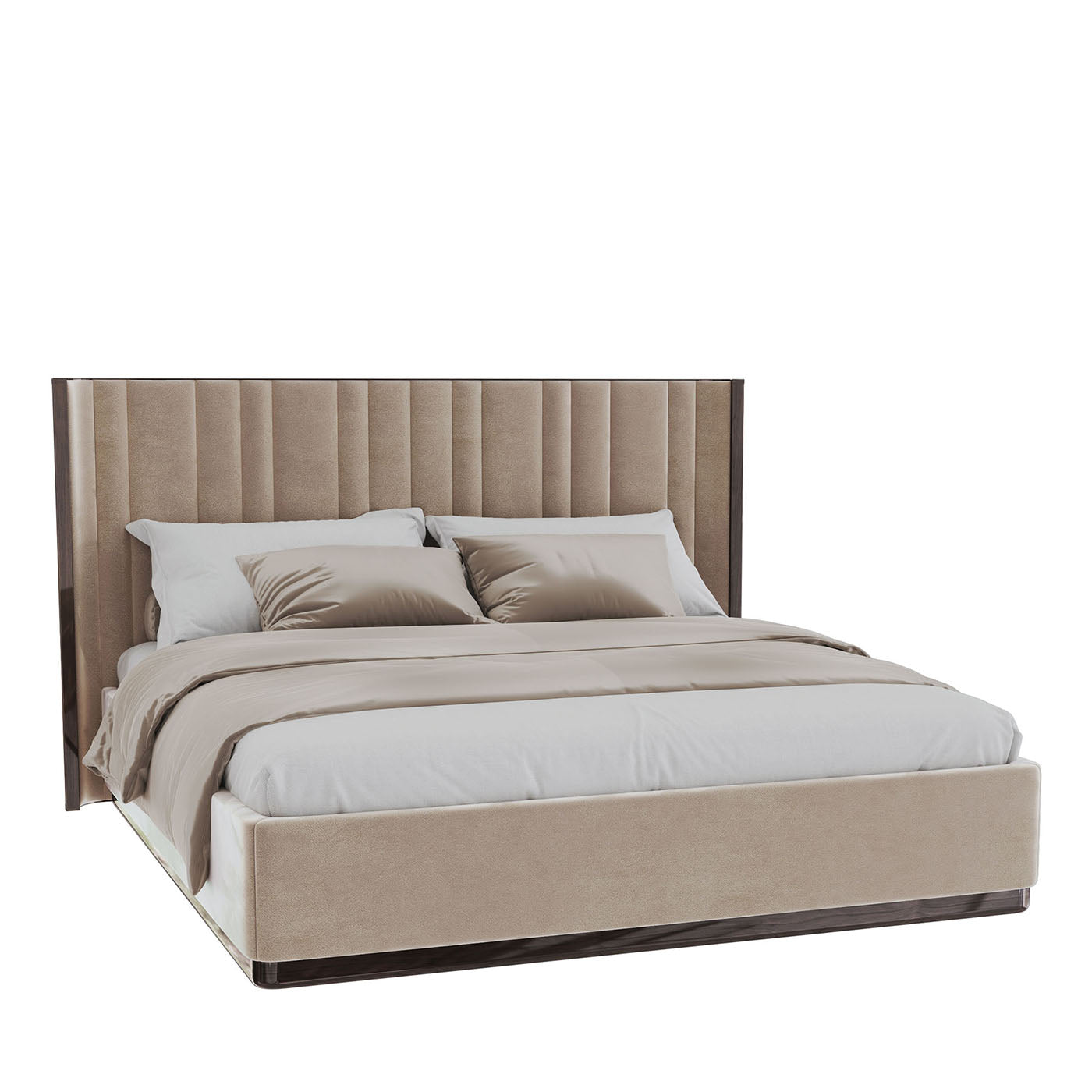  Saga 140 Italian Curved Bed Upholstered In Velvet Fabric - Main view