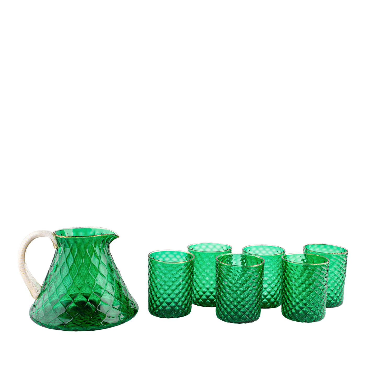 Set of Green Balloton Pitcher and 6 Glasses - Main view