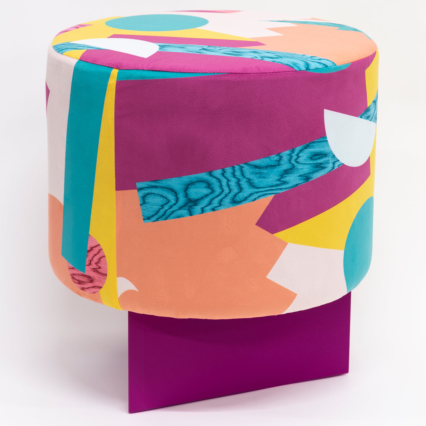 Alchimie Abstract Decor Velvet and MDF Pouf #2 - Alternative view 1