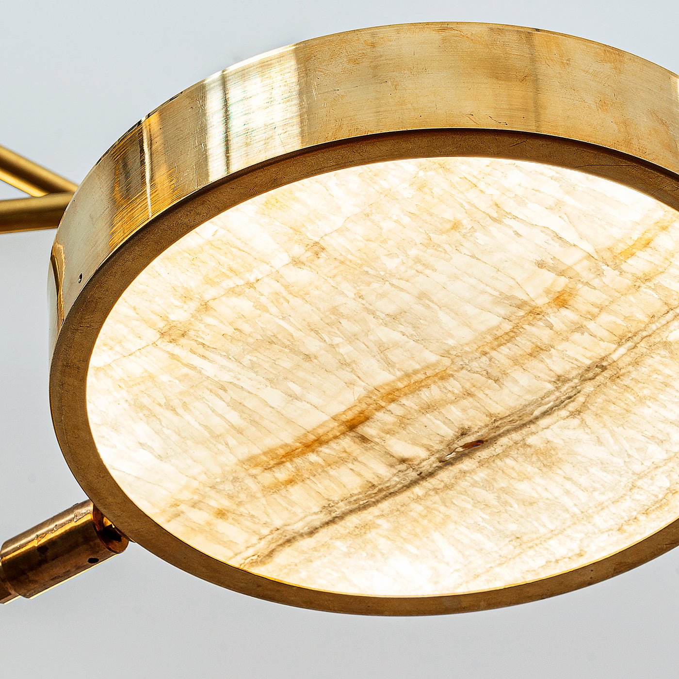 Sistema Solare 6-Arms Brass and Onyx Chandelier Silvio Piattelli | Artemest