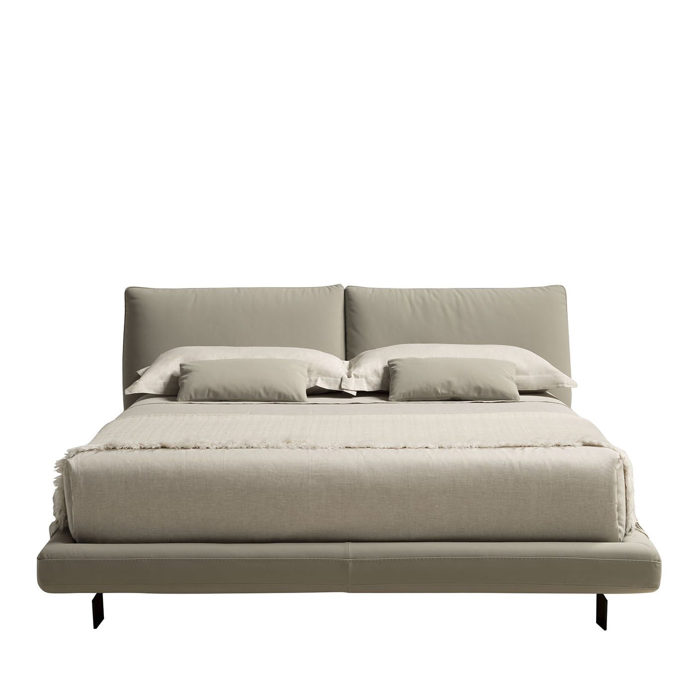 Beverly Beige Leather Bed - Main view