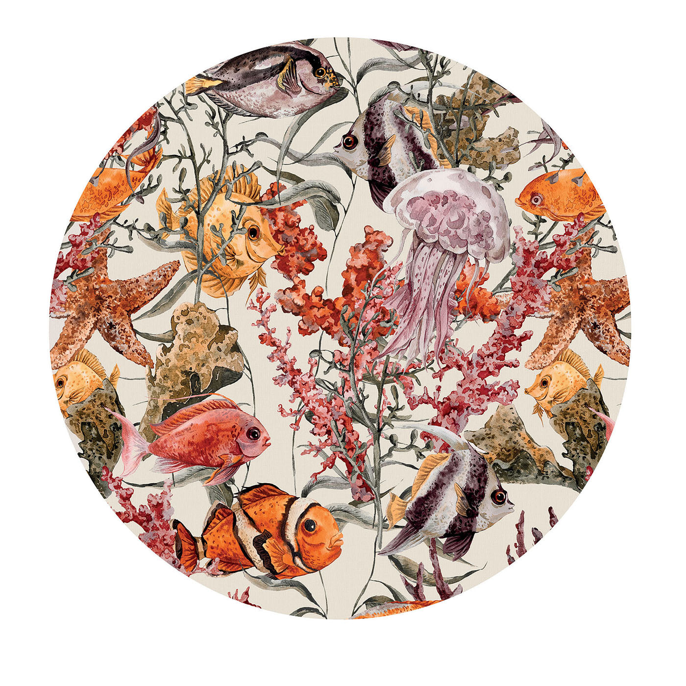 Fish Party Coral Set of 2 Round Placemats - Main view