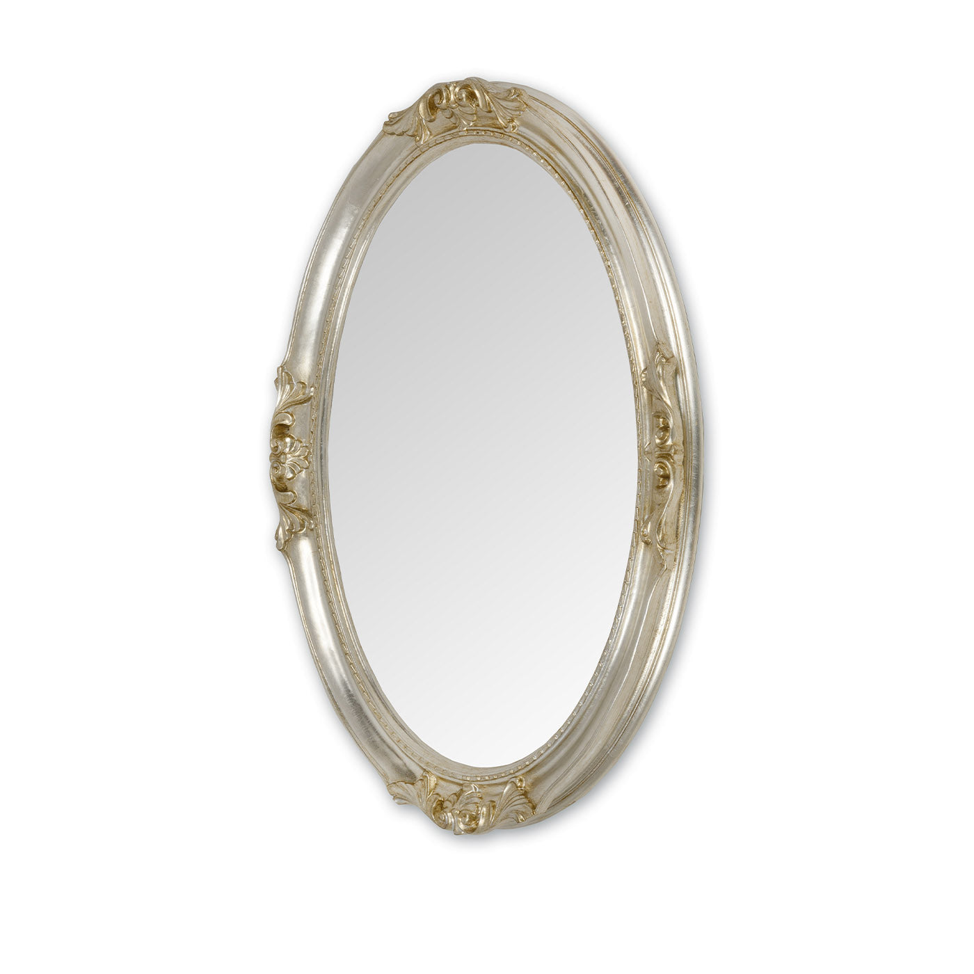 Miroir ovale Brigitte à feuilles d'argent antiques - Vue alternative 3