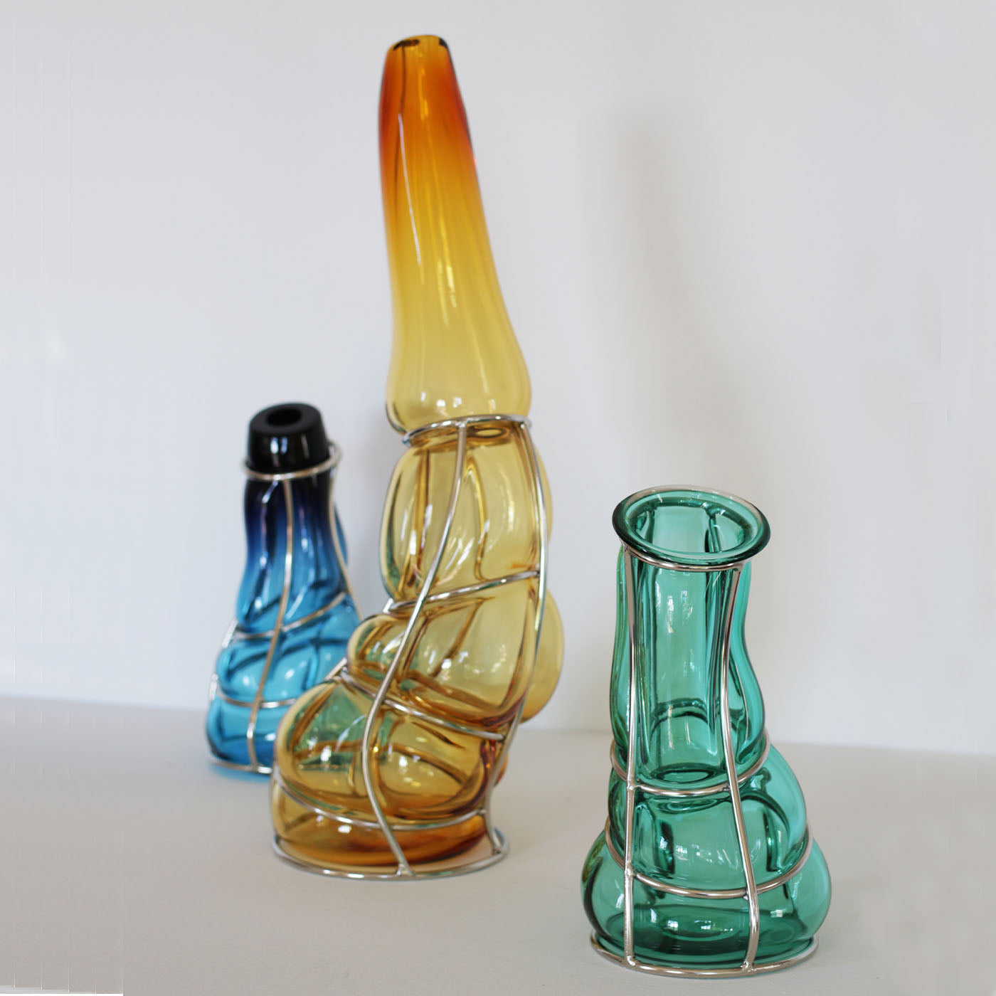 Amethyst Tinged Azure Babà Vase in Murano Glass - Alternative view 1