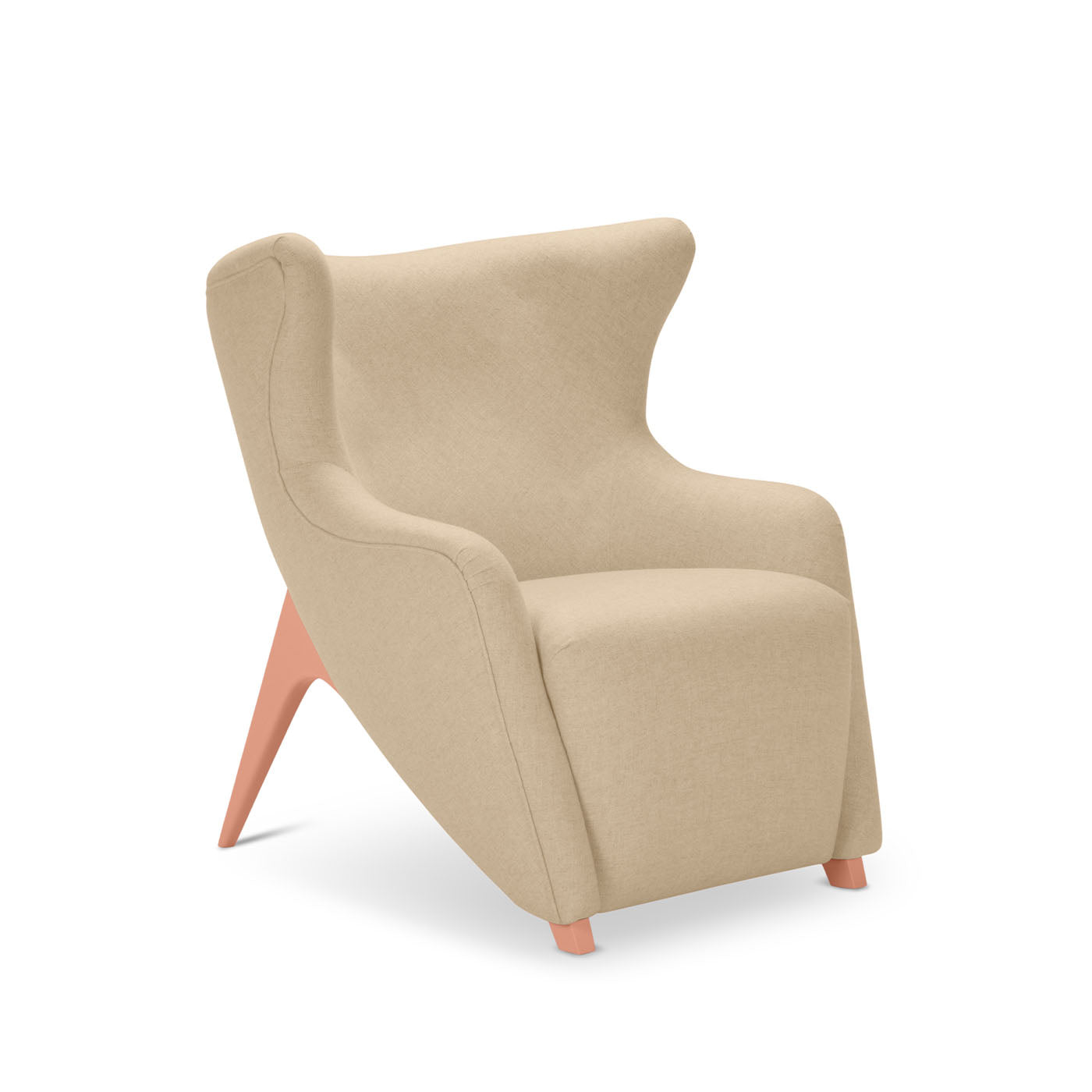 Gea Beige and Pink Low Armchair By Giovanni Tommaso Garattoni - Vue alternative 1