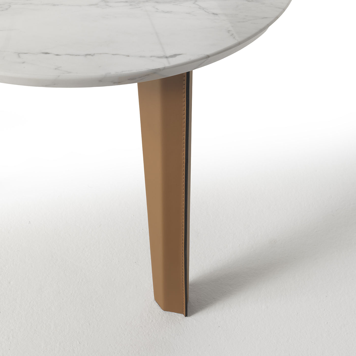 Costa Round Leather & Carrara Marble Coffee Table - Alternative view 2