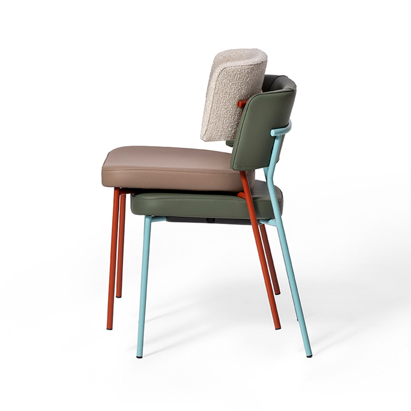 Marlen Met Im Beige Fabric & Brick-Red Metal Chair by EP Studio - Alternative view 4