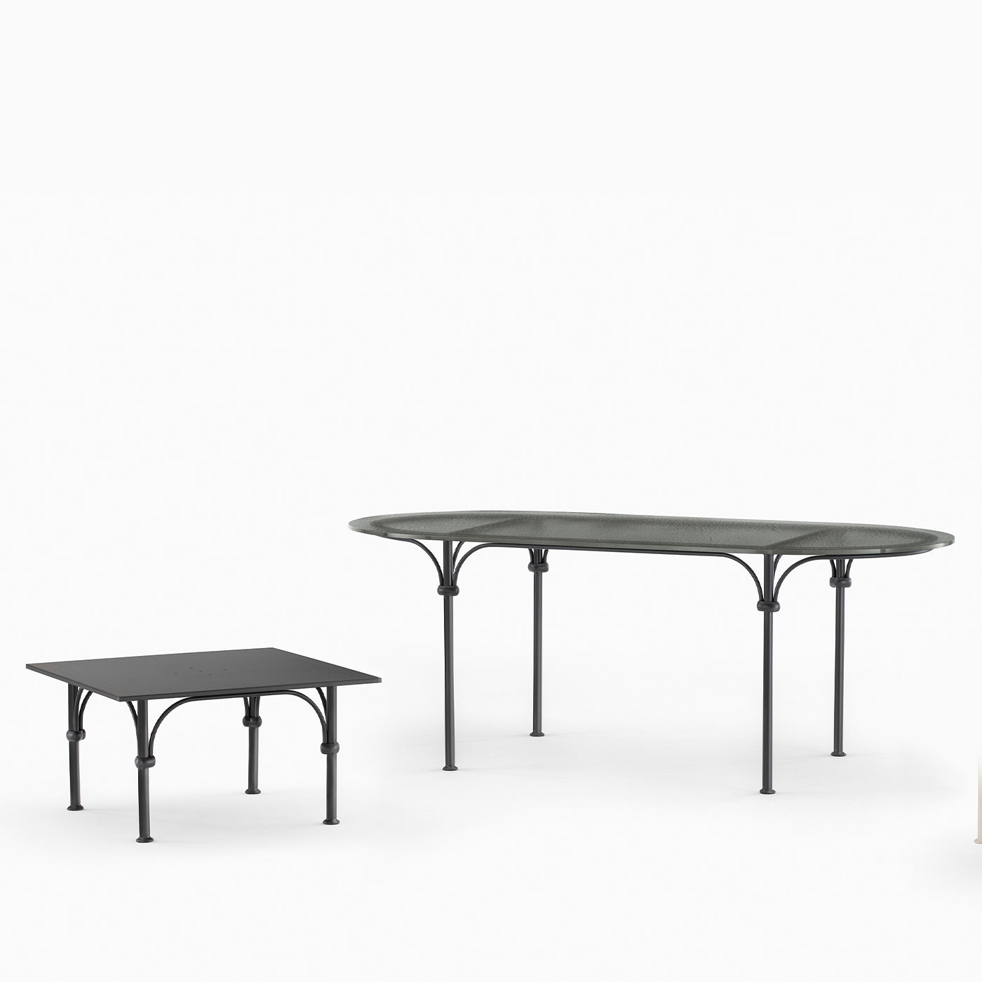 Tavolario Glass & Wrought Iron Oval Table - Alternative view 1