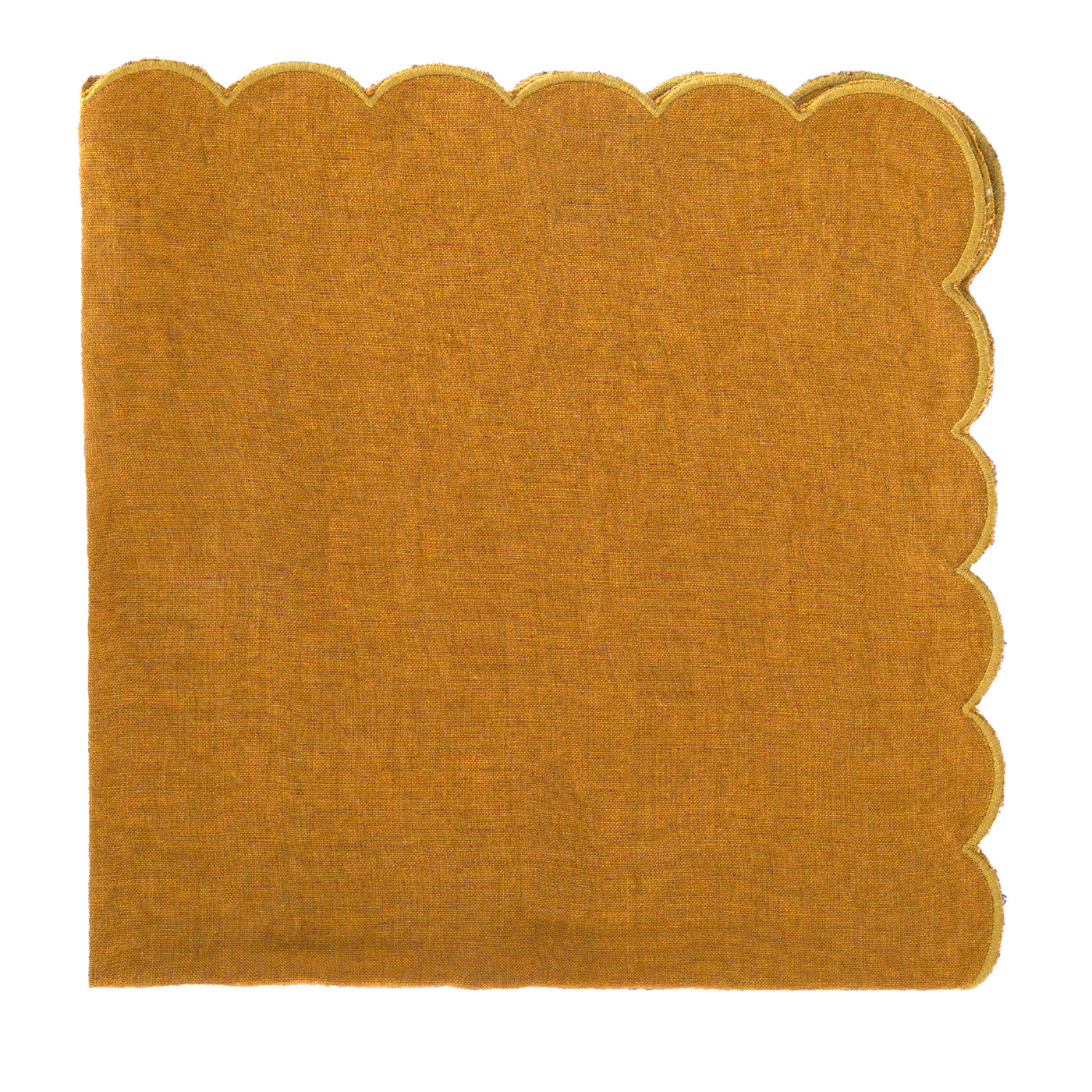 Set de 4 serviettes festonnées jaunes  - Vue principale