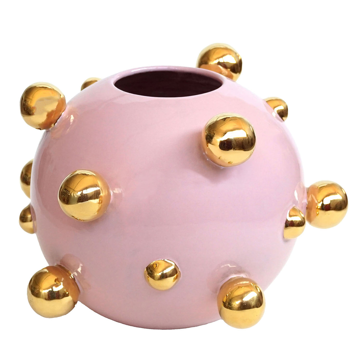 Sfere Spherical Golden & Pink Ceramic Vase - Main view