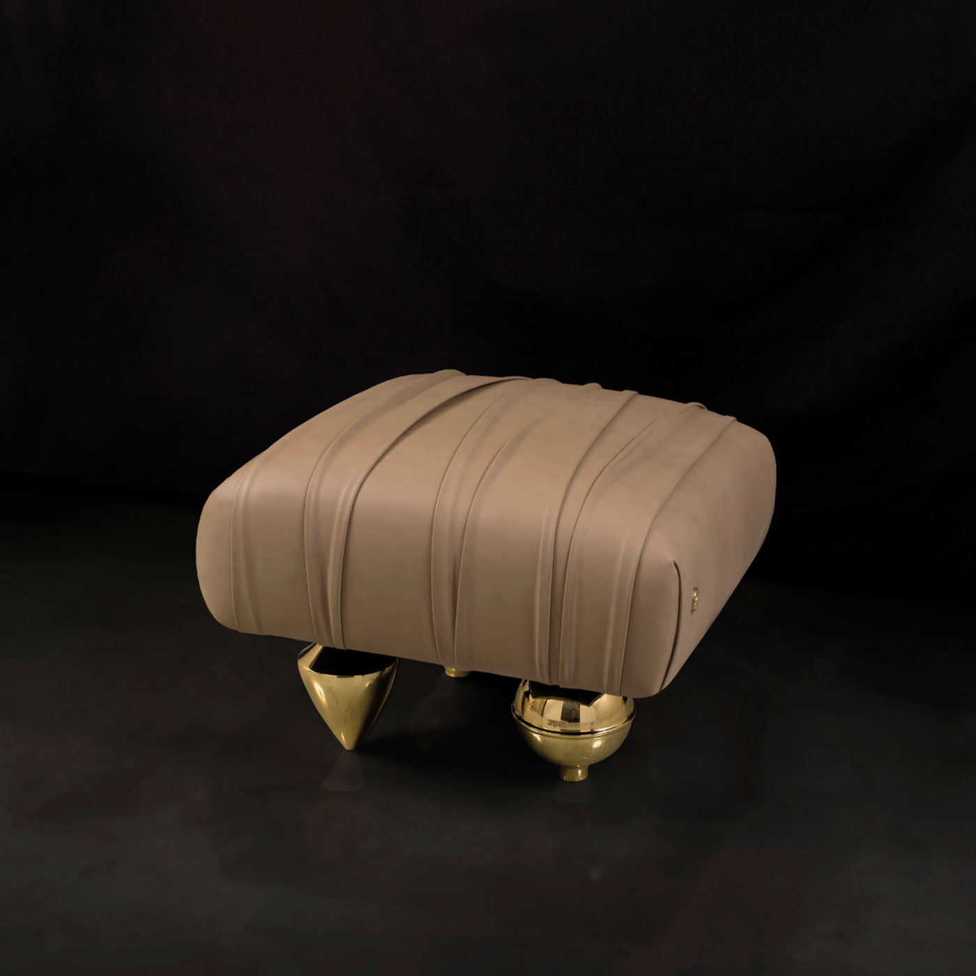 Pouf in Pelle Beige Il Pezzo 1 - Vista alternativa 1