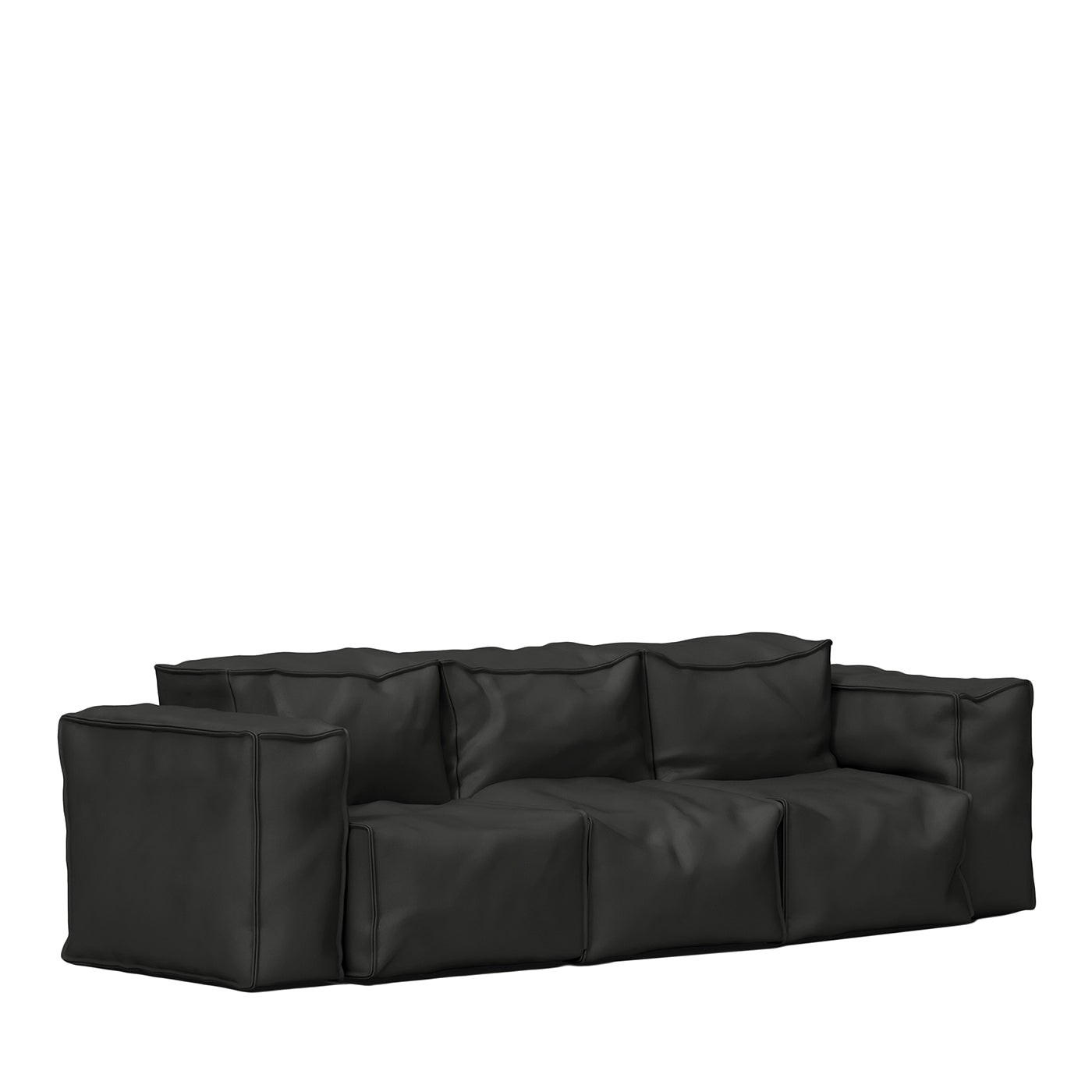 Sibylia Black Leather Sofa - Main view