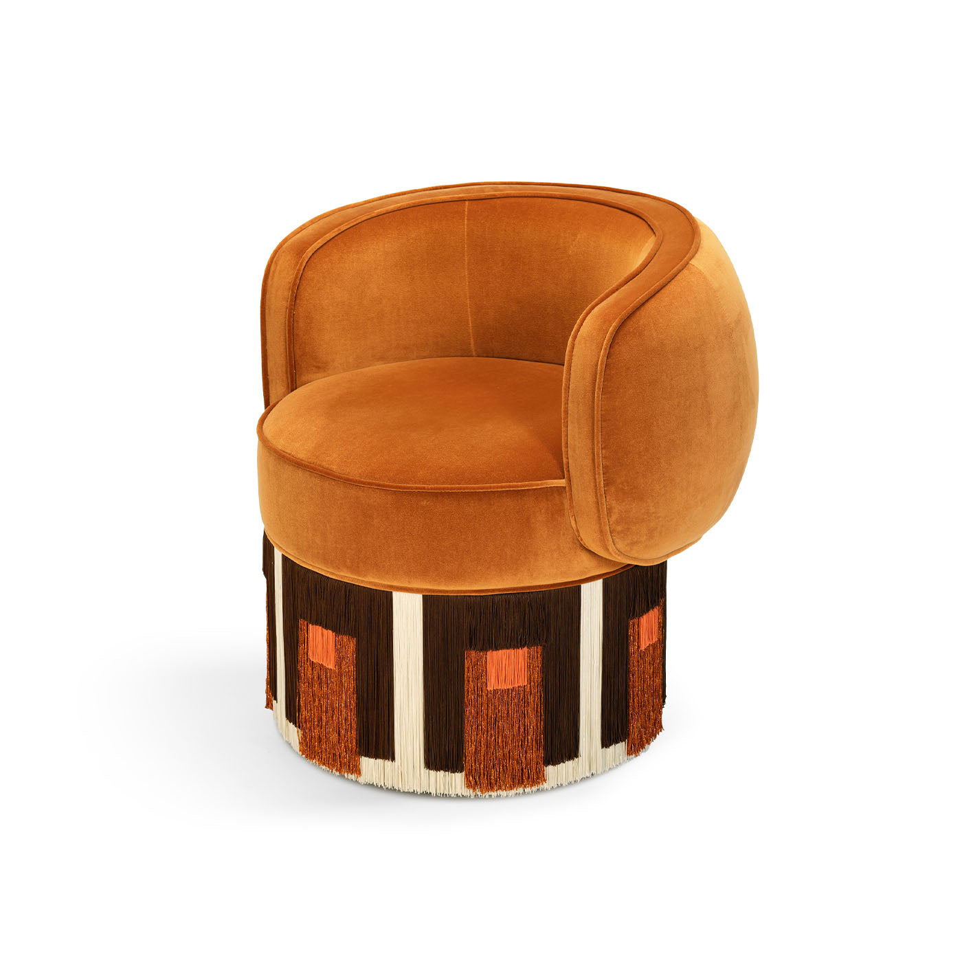 Fauteuil pivotant Pirouette Cleo en velours cognac Art déco - Vue alternative 2