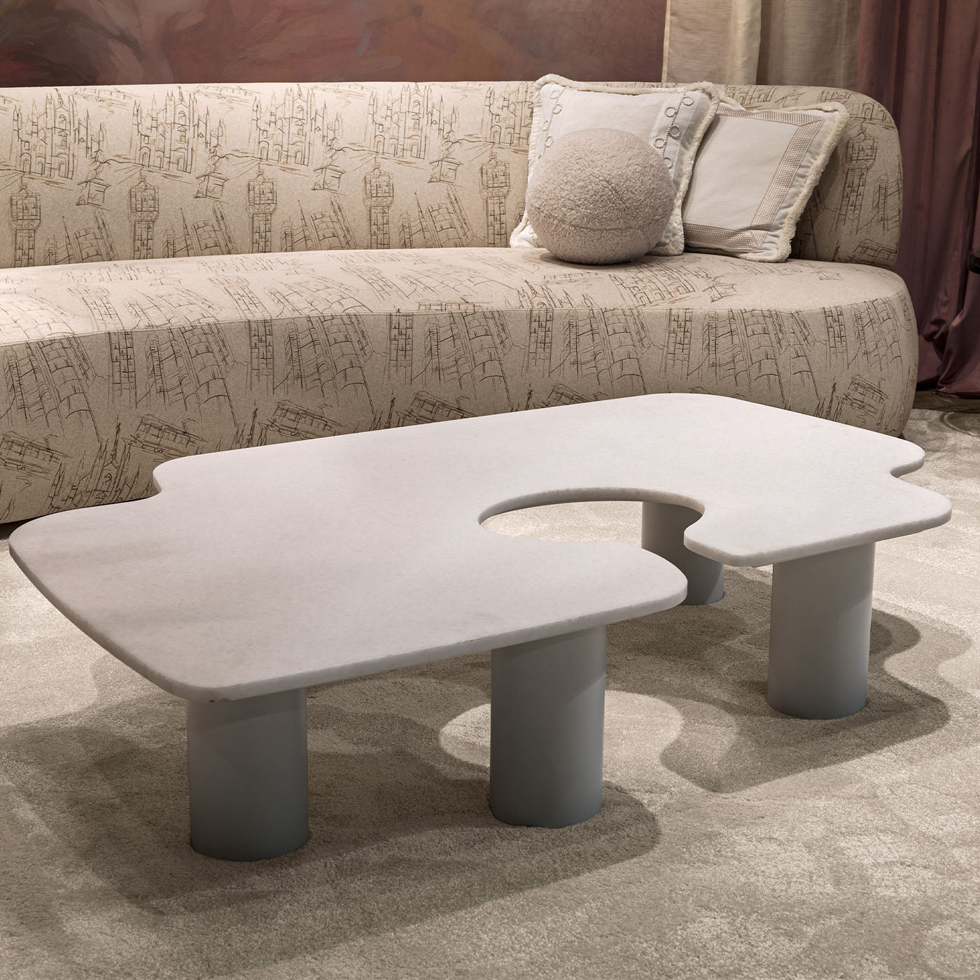 Table basse en marbre blanc - Vue alternative 1