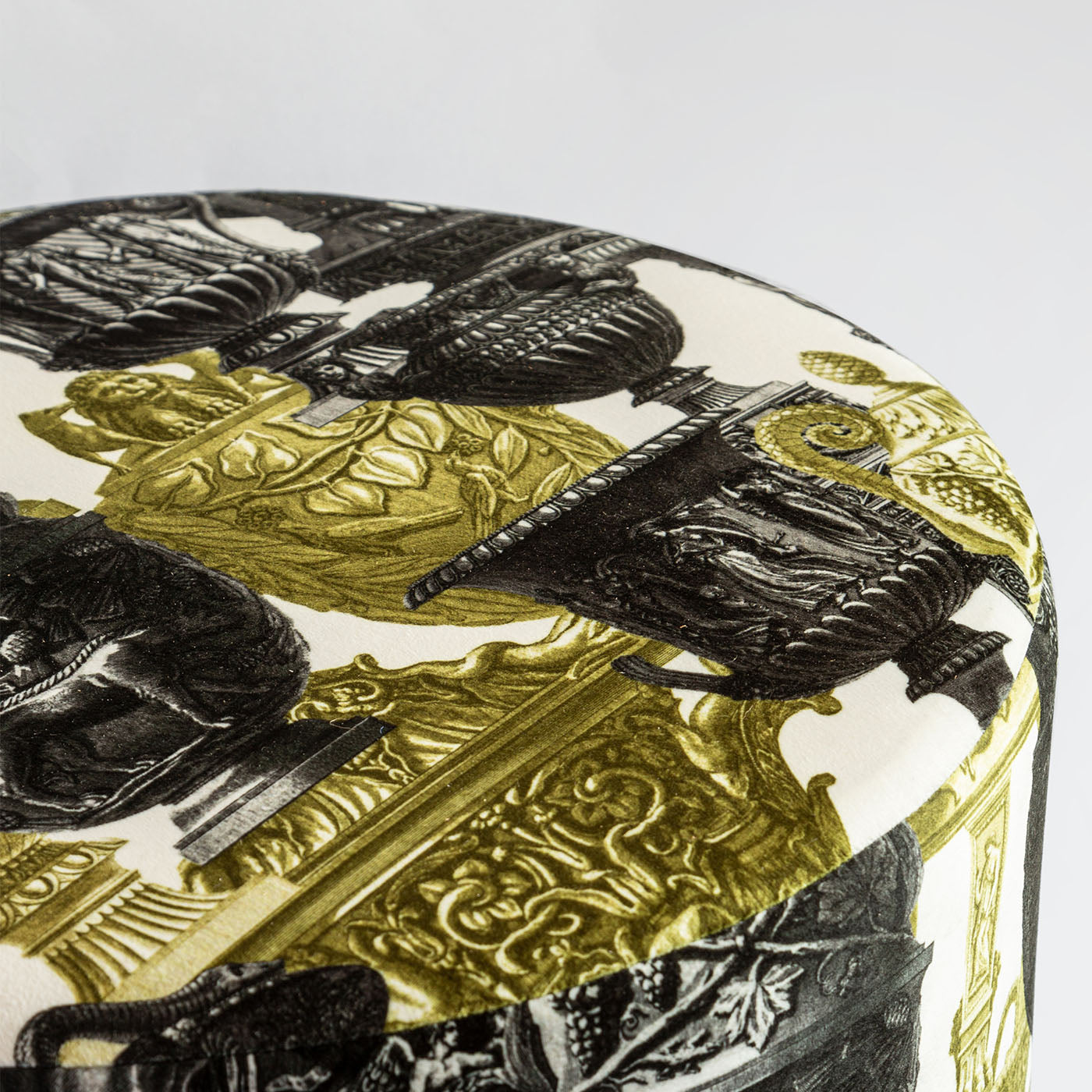 Roma Basket Base and Ancient Amphorae Design On Velvet Pouf - Alternative view 2