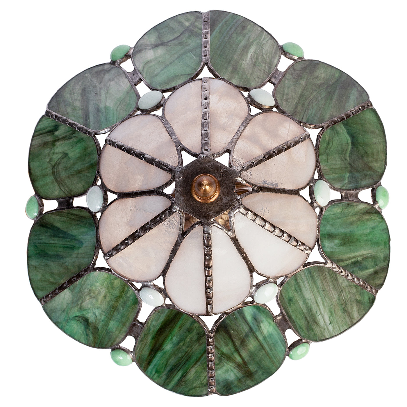 Lámpara de mesa Tiffany Preziosa en vidrio verde y blanco - Vista alternativa 3