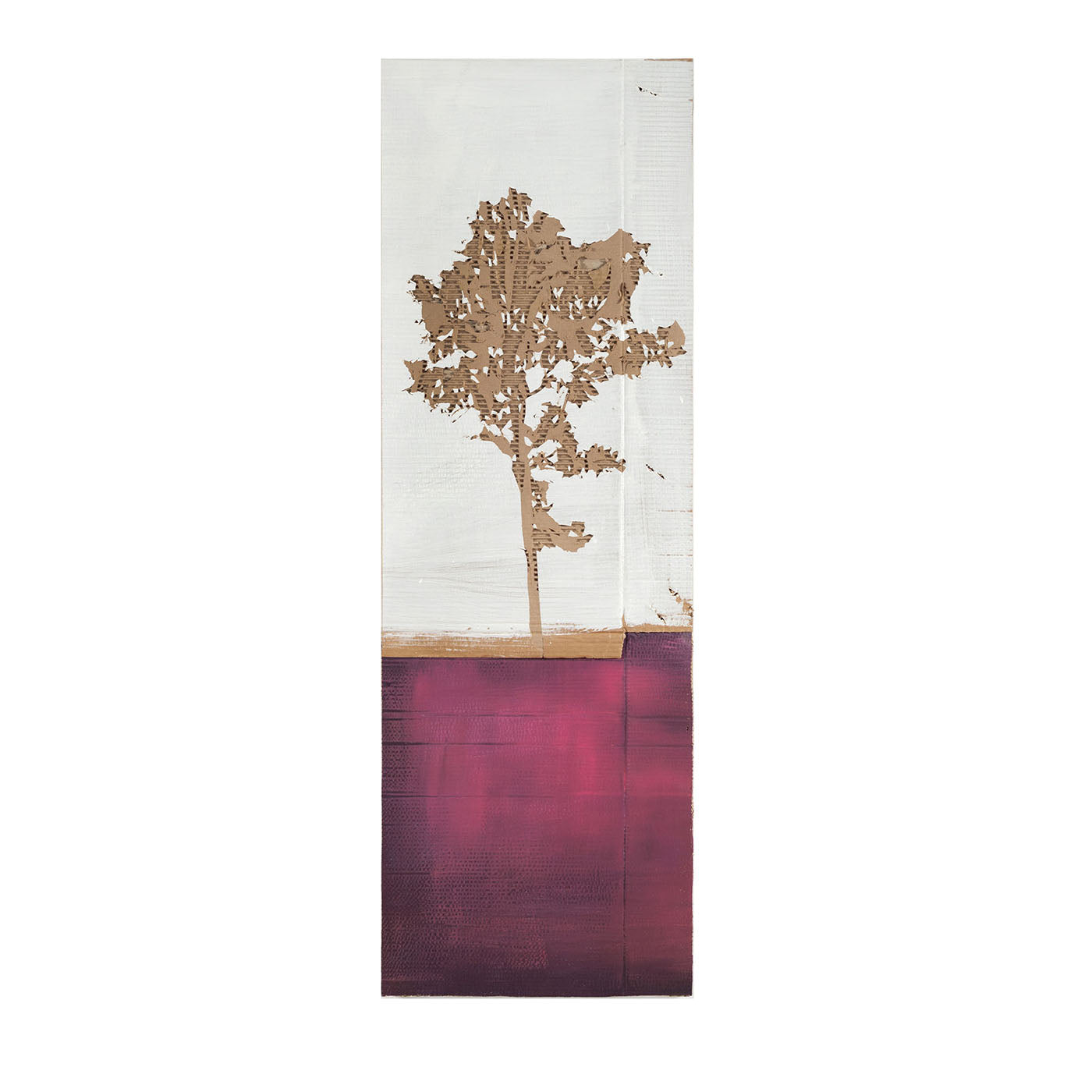 White and Purple Tree #2 Layered Cardboard Panel - Main view