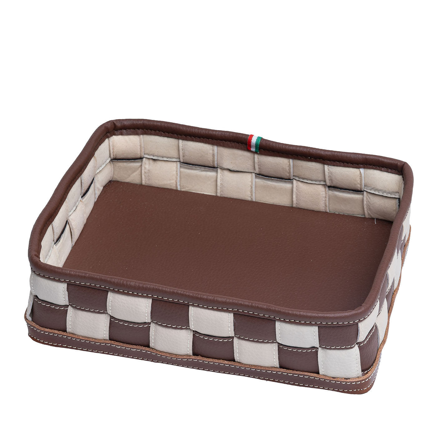 Ventotene Knotted Brown & Cream Faux-Leather Vide-Poche - Main view